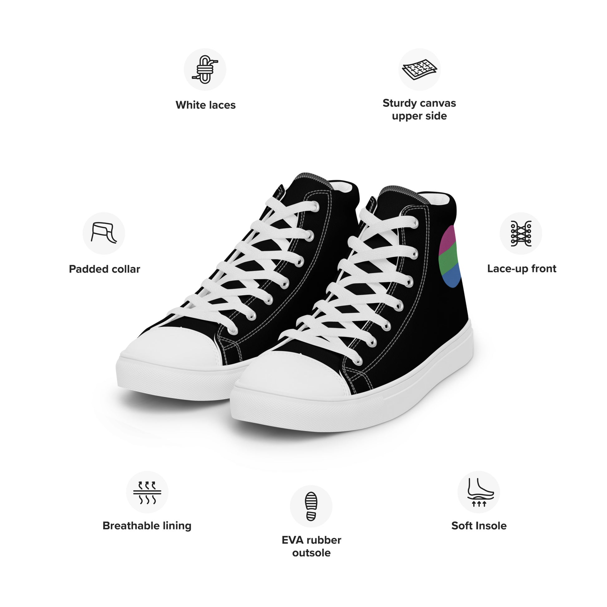 Polysexual Poly Pride Men’s High Top Canvas Athletic Shoes mens-high-top-canvas-shoes-white-left-front-657e694d7c4dd