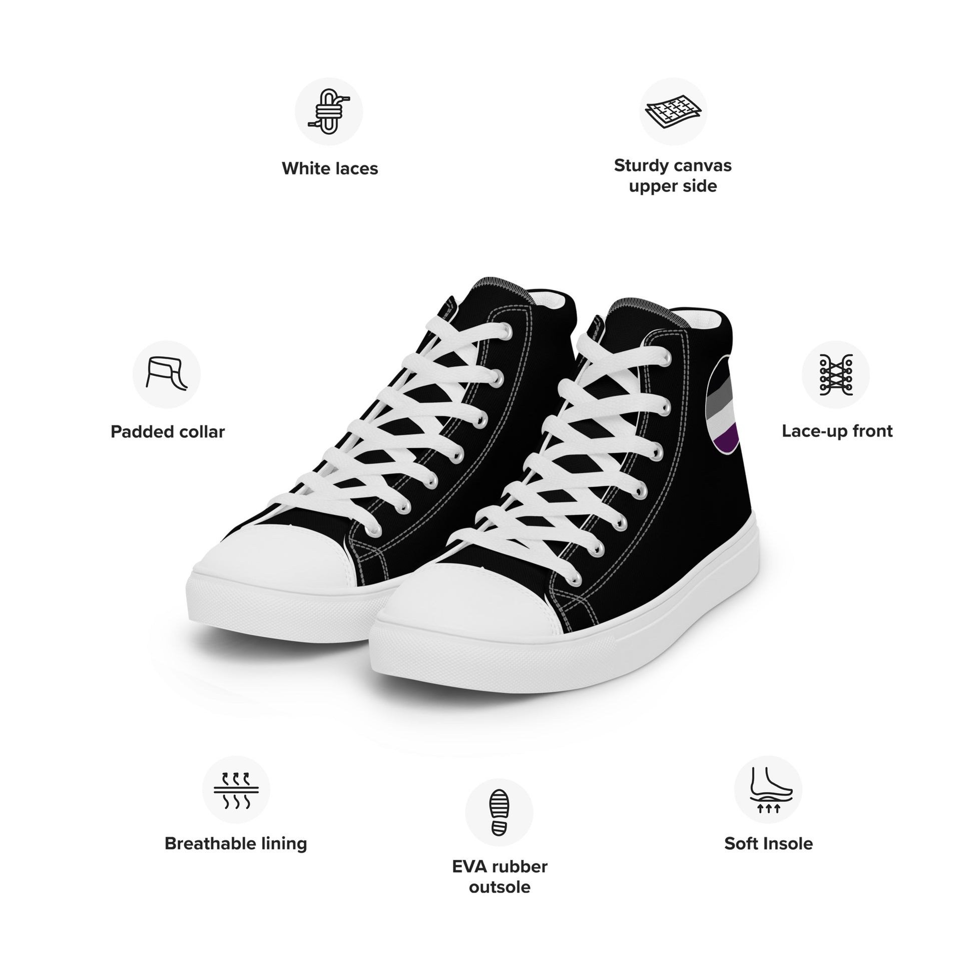 Asexual Ace Men’s High Top Canvas Athletic Shoes mens-high-top-canvas-shoes-white-left-front-657e6eacaa5db