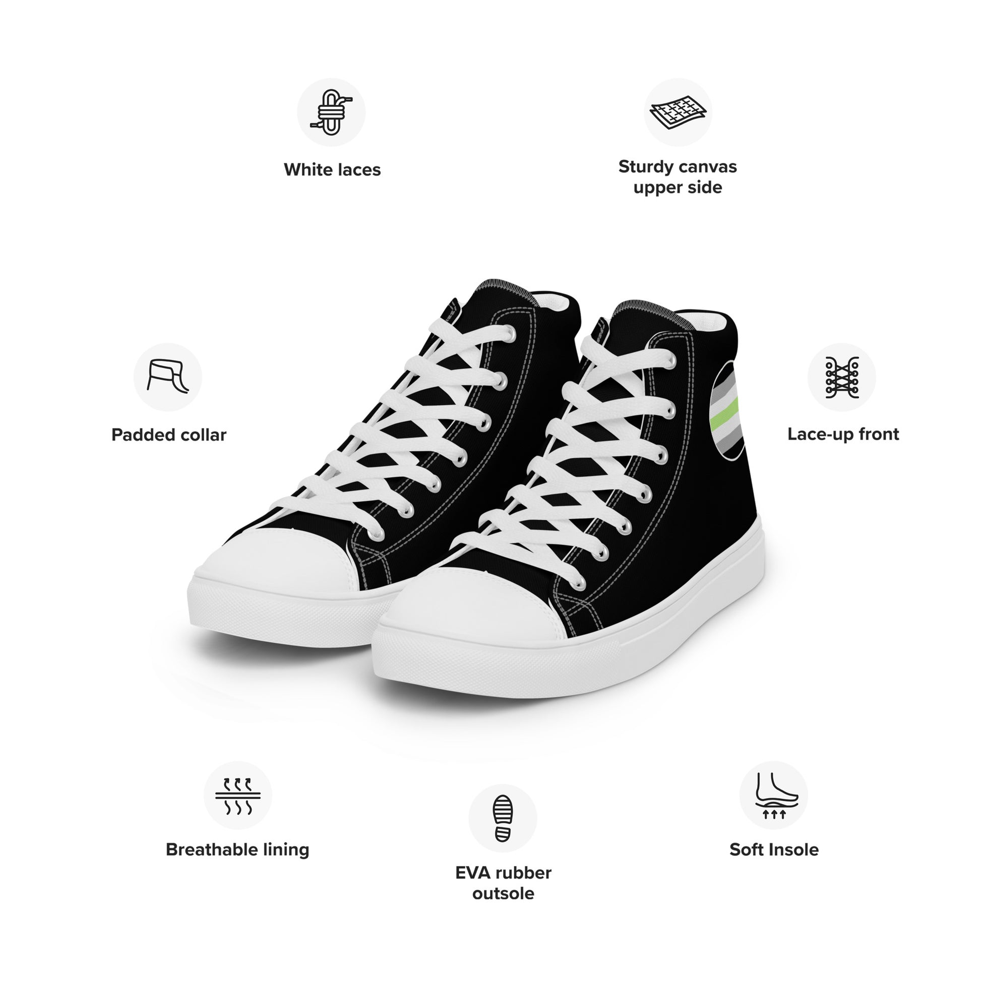 Agender Men’s High Top Canvas Athletic Shoes mens-high-top-canvas-shoes-white-left-front-657e6f698db07