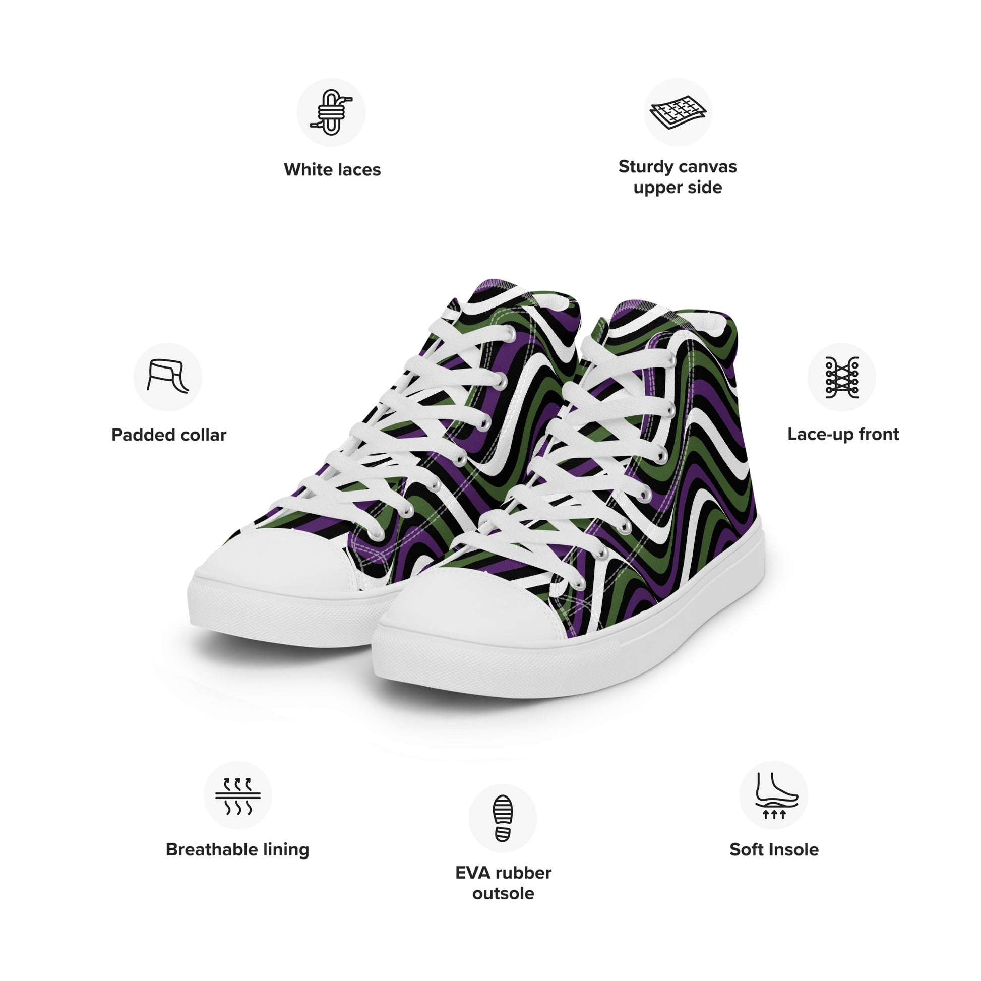 Genderqueer Wavey Men’s High Top Canvas Athletic Shoes mens-high-top-canvas-shoes-white-left-front-657e7adccb206