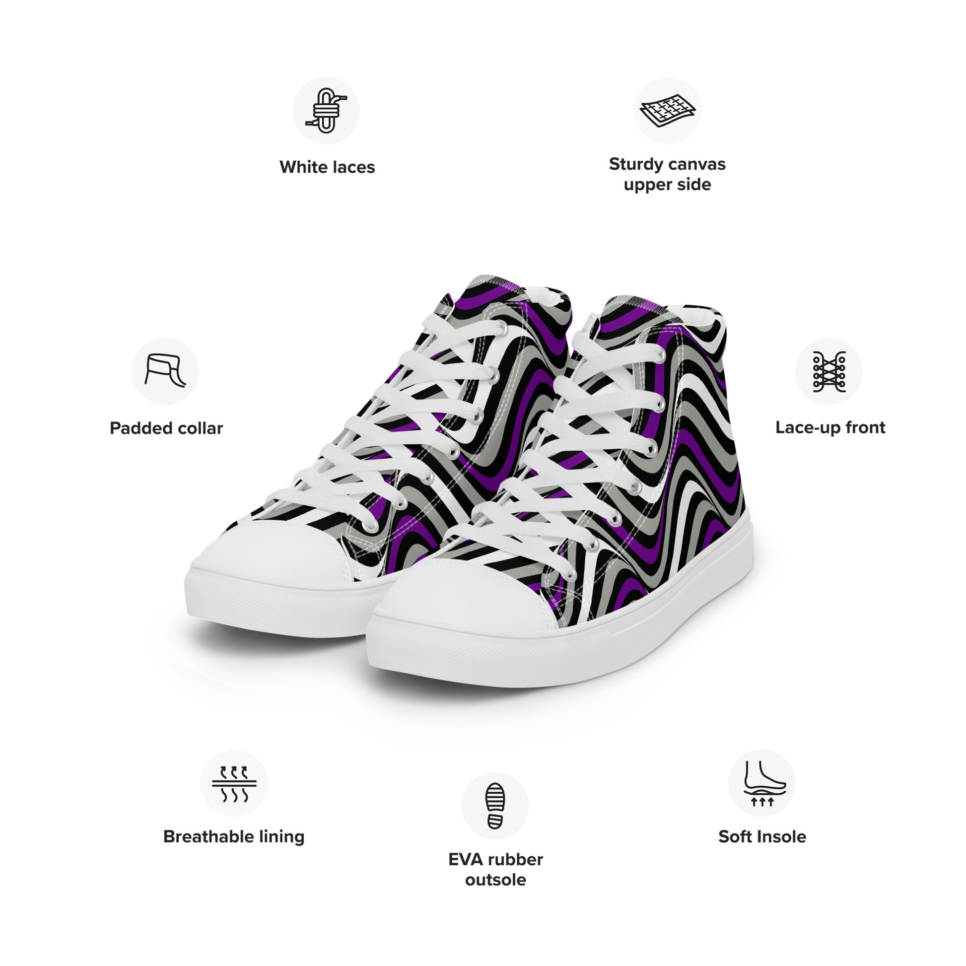 Greysexual Pride Wavey Men’s High Top Canvas Athletic Shoes mens-high-top-canvas-shoes-white-left-front-657e7c7652e83