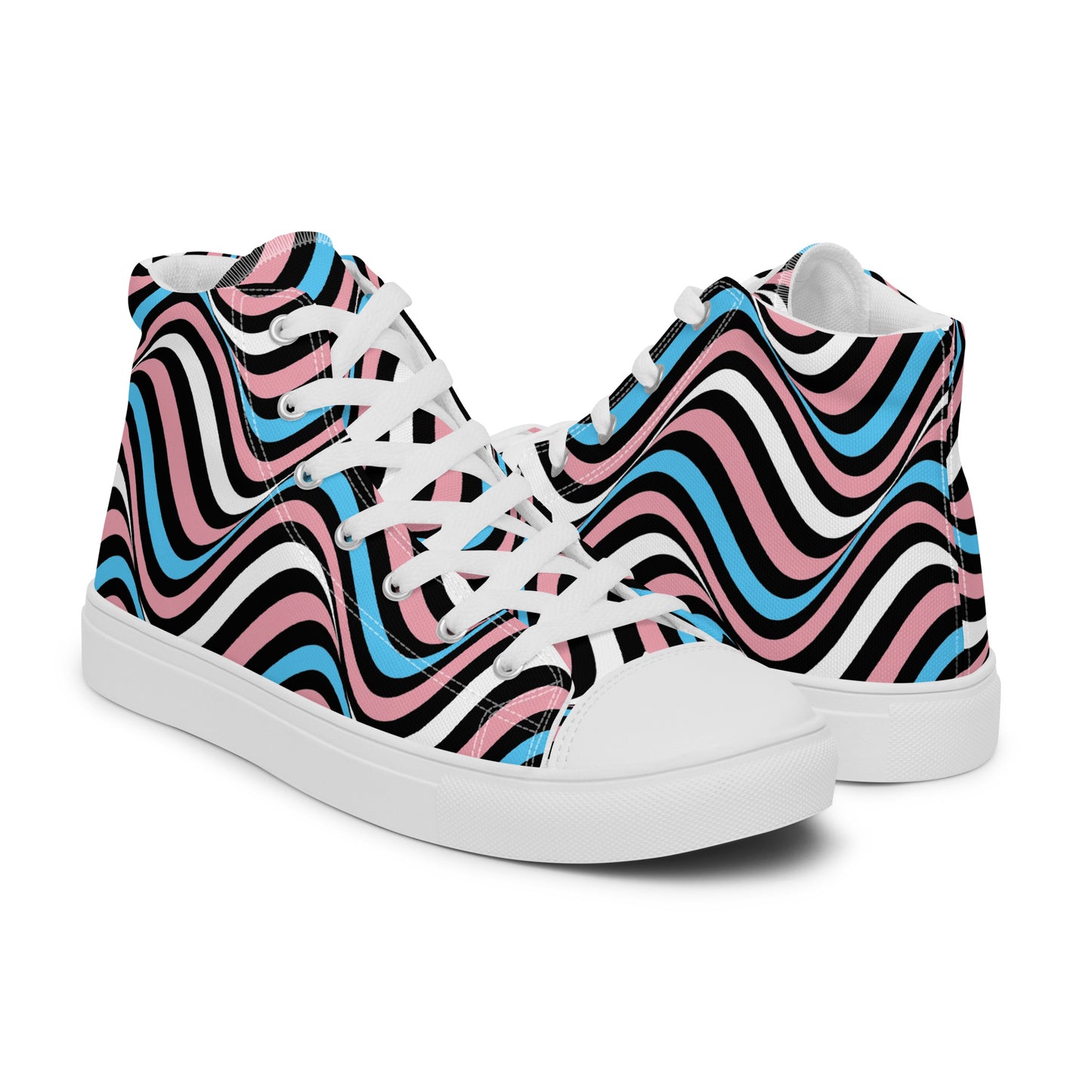 Transgender Trans Wavey Men’s High Top Canvas Athletic Shoes mens-high-top-canvas-shoes-white-right-657e5cfca29e0