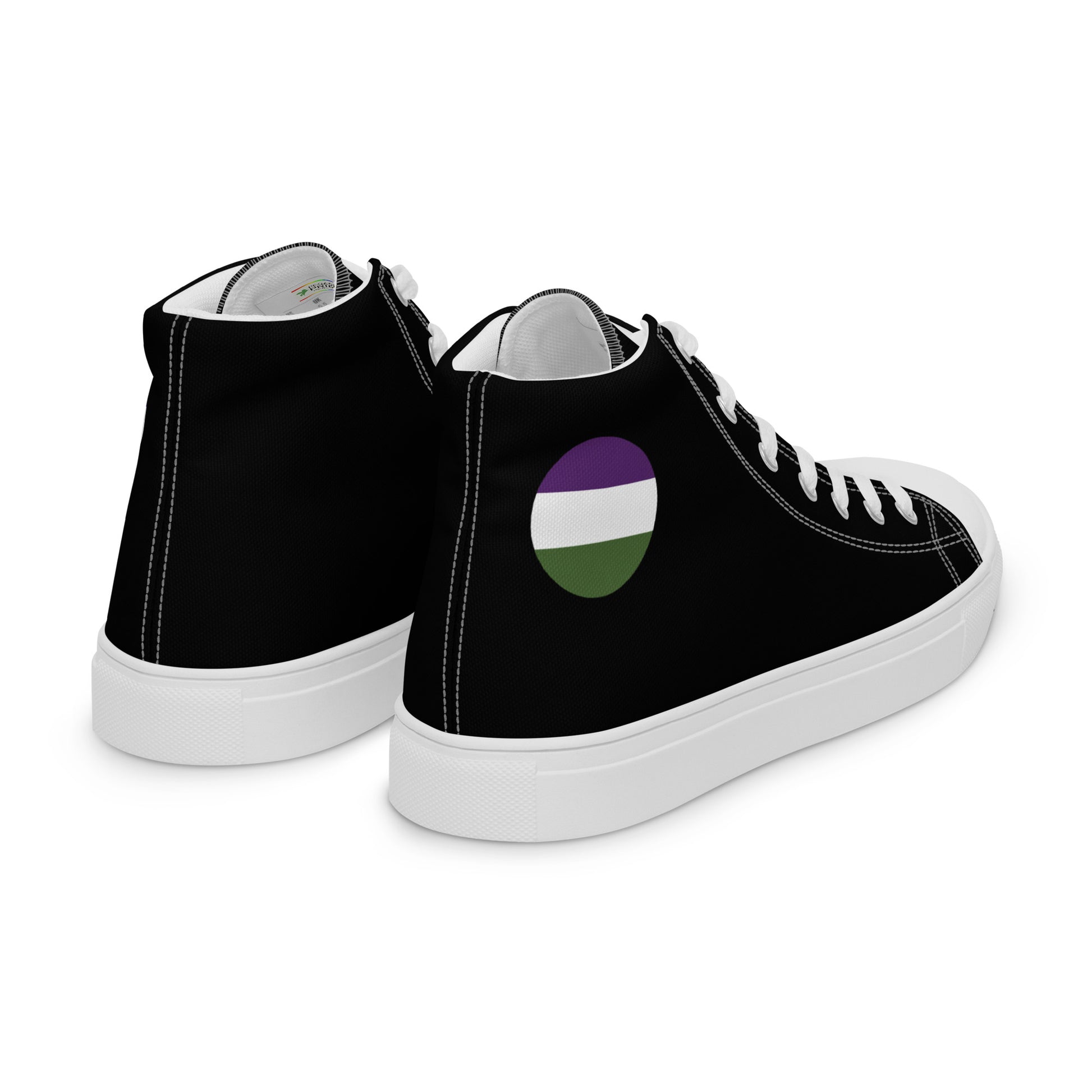 Genderqueer Men’s High Top Canvas Athletic Shoes mens-high-top-canvas-shoes-white-right-back-657e6437aedc1