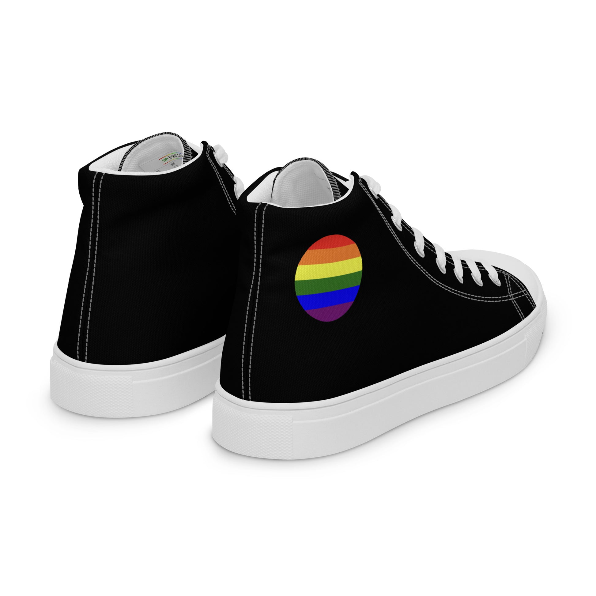 LGBTQ Pride Men’s High Top Canvas Athletic Shoes mens-high-top-canvas-shoes-white-right-back-657e66a4b1142