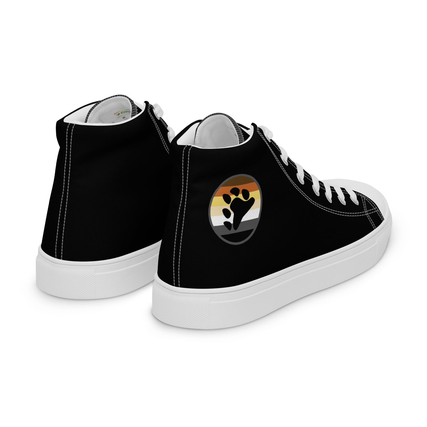 Gay Bear Men’s High Top Canvas Athletic Shoes mens-high-top-canvas-shoes-white-right-back-657e70136eb7b