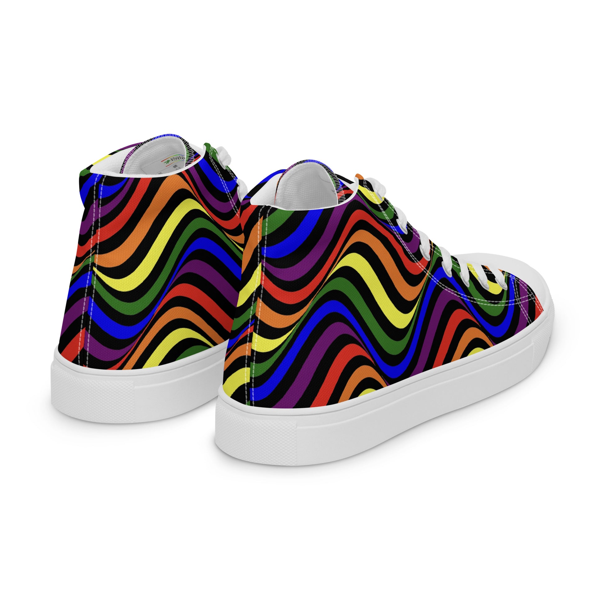 LGBTQ Pride Wavey Men’s High Top Canvas Athletic Shoes mens-high-top-canvas-shoes-white-right-back-657e7ff0ad1d1