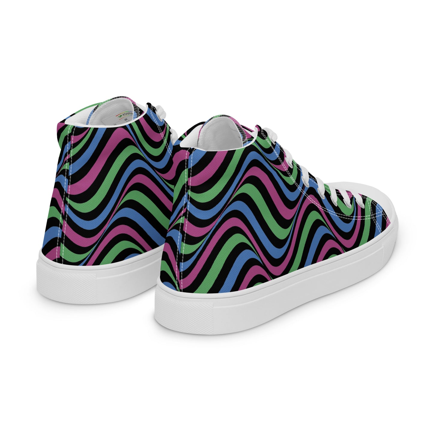 Polysexual Poly Pride Wavey Men’s High Top Canvas Athletic Shoes mens-high-top-canvas-shoes-white-right-back-657fa60c092cc