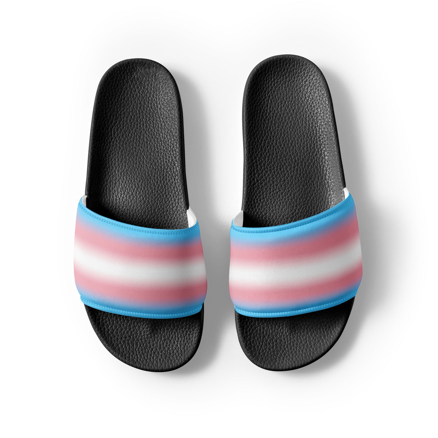 Transgender Trans Pride Men’s Size Slides Sandals in Ombre mens-slides-black-front-2-66018dae9853c