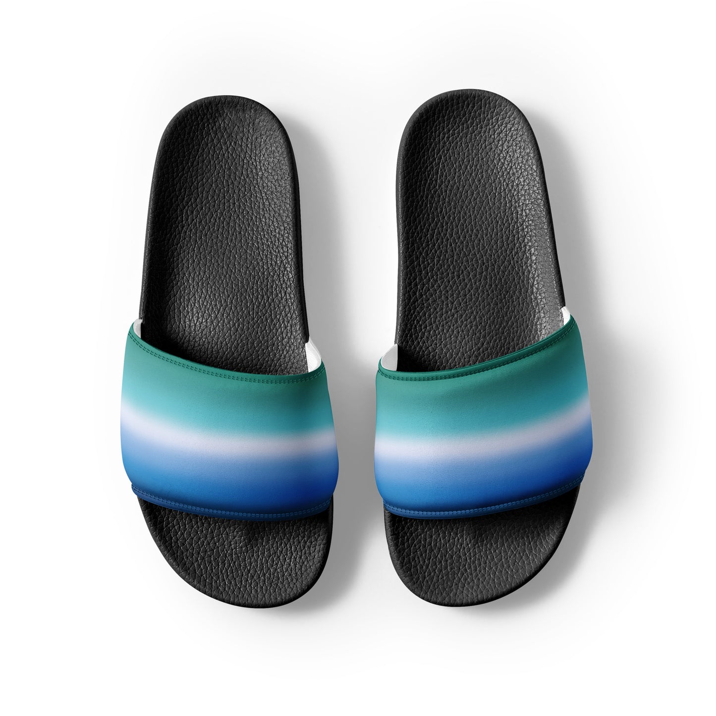 Gay MLM Vincian Pride Men’s Slides Sandals in Ombre mens-slides-black-front-2-66018f5eb3fee