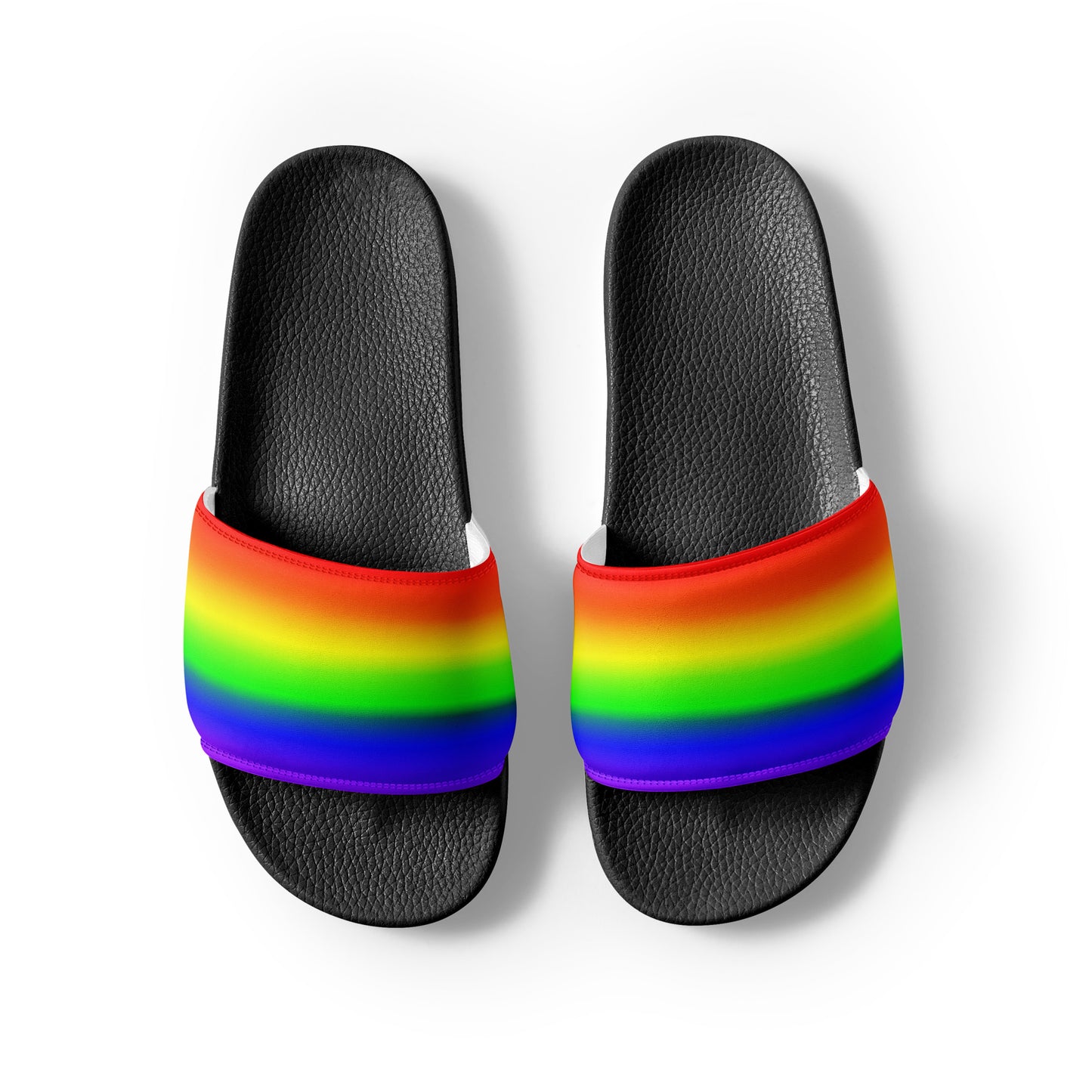 LGBTQ Pride Men’s Slides Sandals in Ombre mens-slides-black-front-2-6601907c4e09f