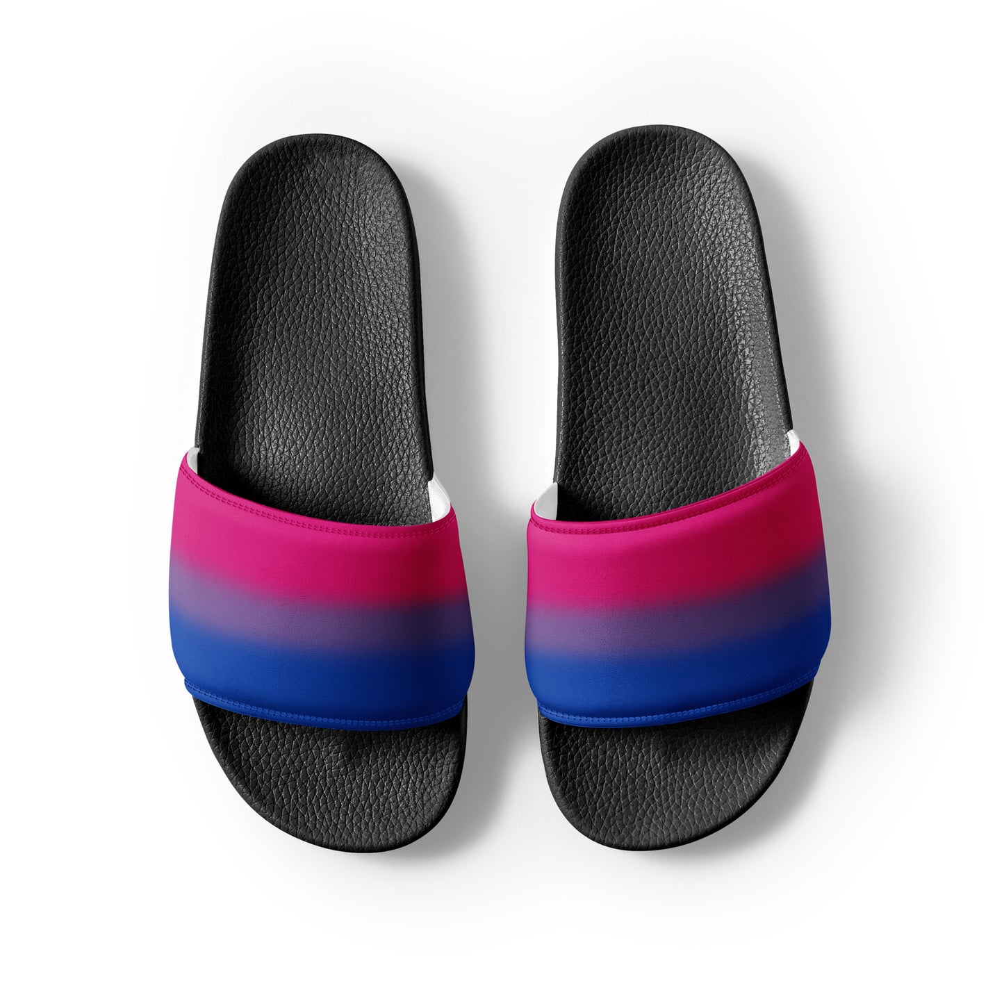 Bisexual Bi Pride Men’s Slides Sandals in Ombre mens-slides-black-front-2-66019275194ad