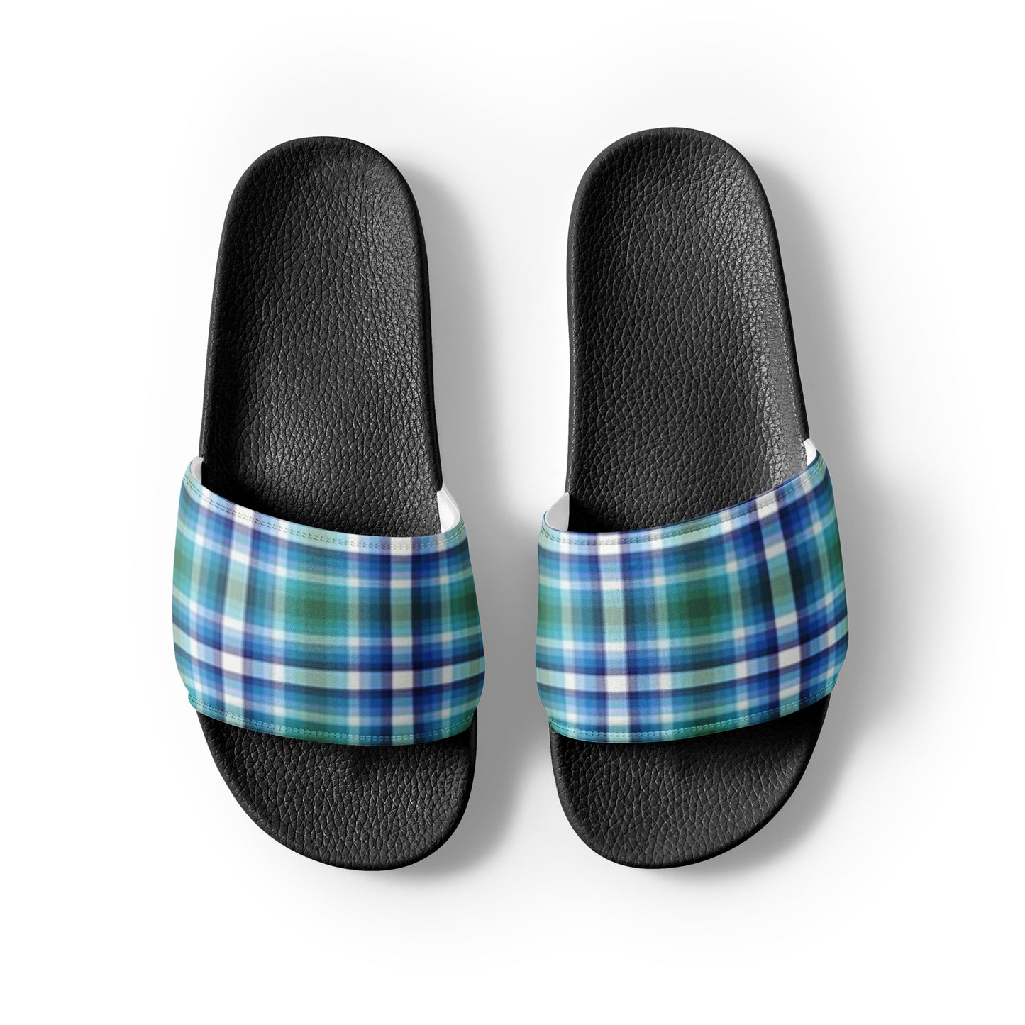 Gay MLM Vincian Pride Men’s Slides Sandals in Plaid mens-slides-black-front-2-6601949065165