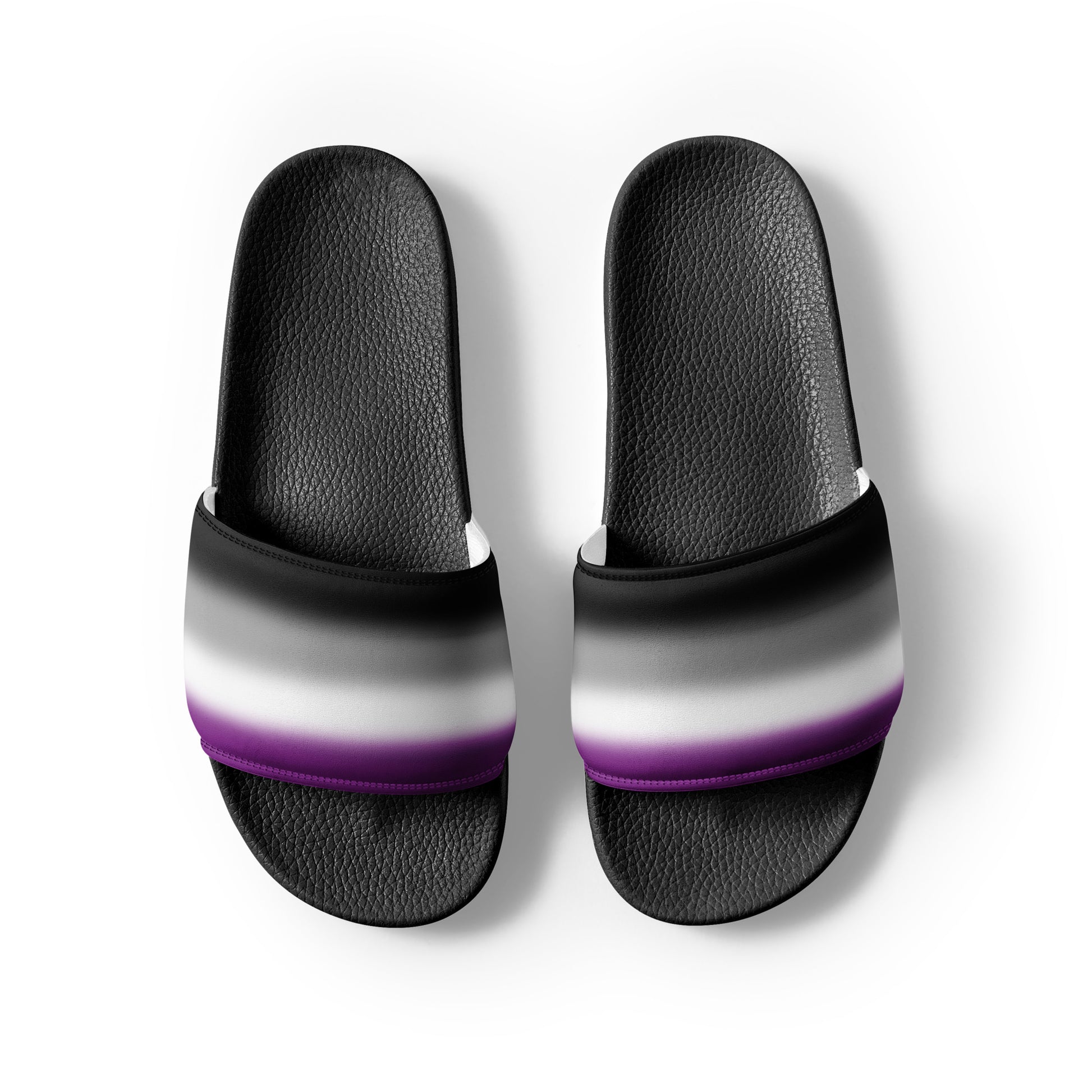 Asexual Ace Pride Men’s Slides Sandals in Ombre mens-slides-black-front-2-6601a15e904e7