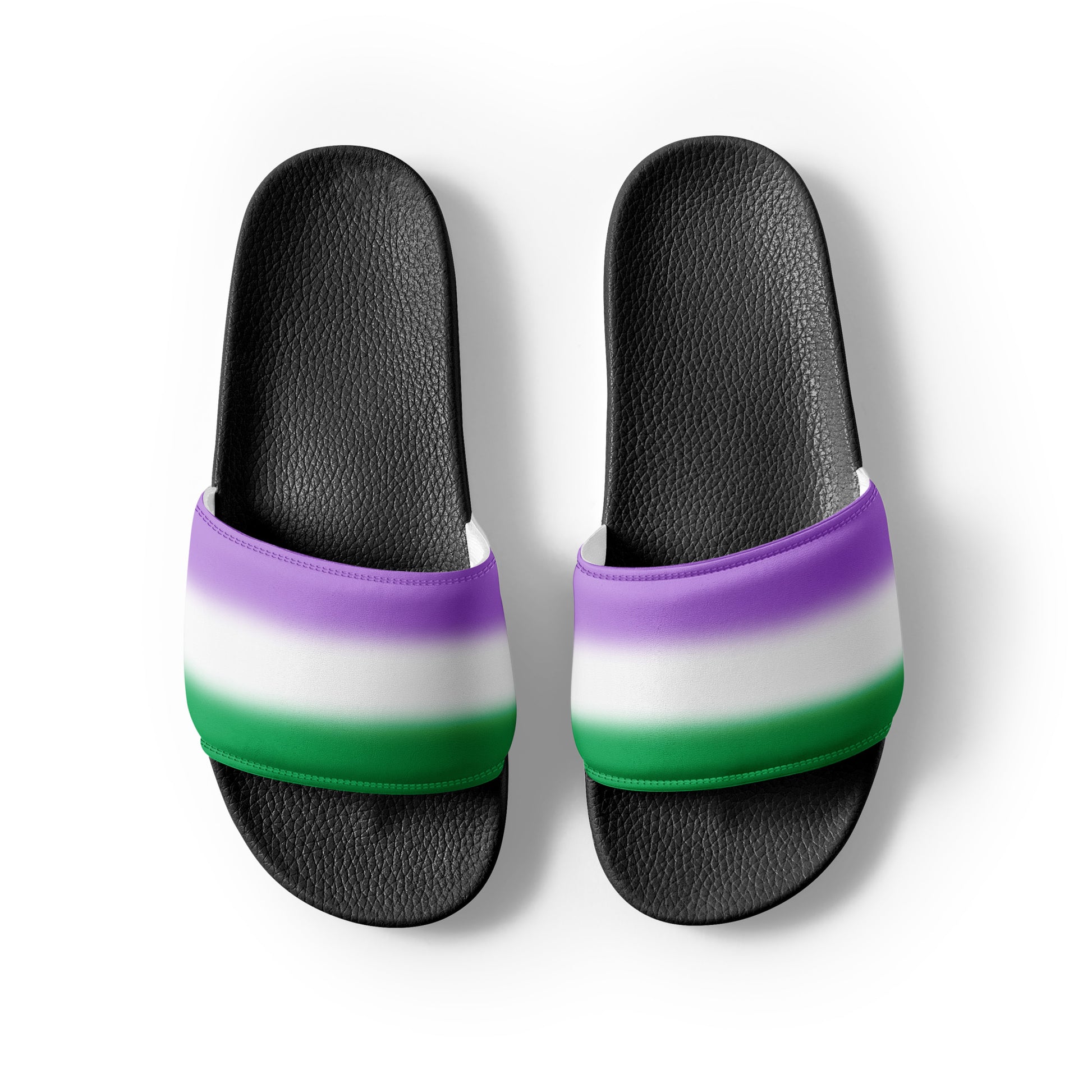 Genderqueer Pride Mens Slides Sandals mens-slides-black-front-2-660b50cadd659