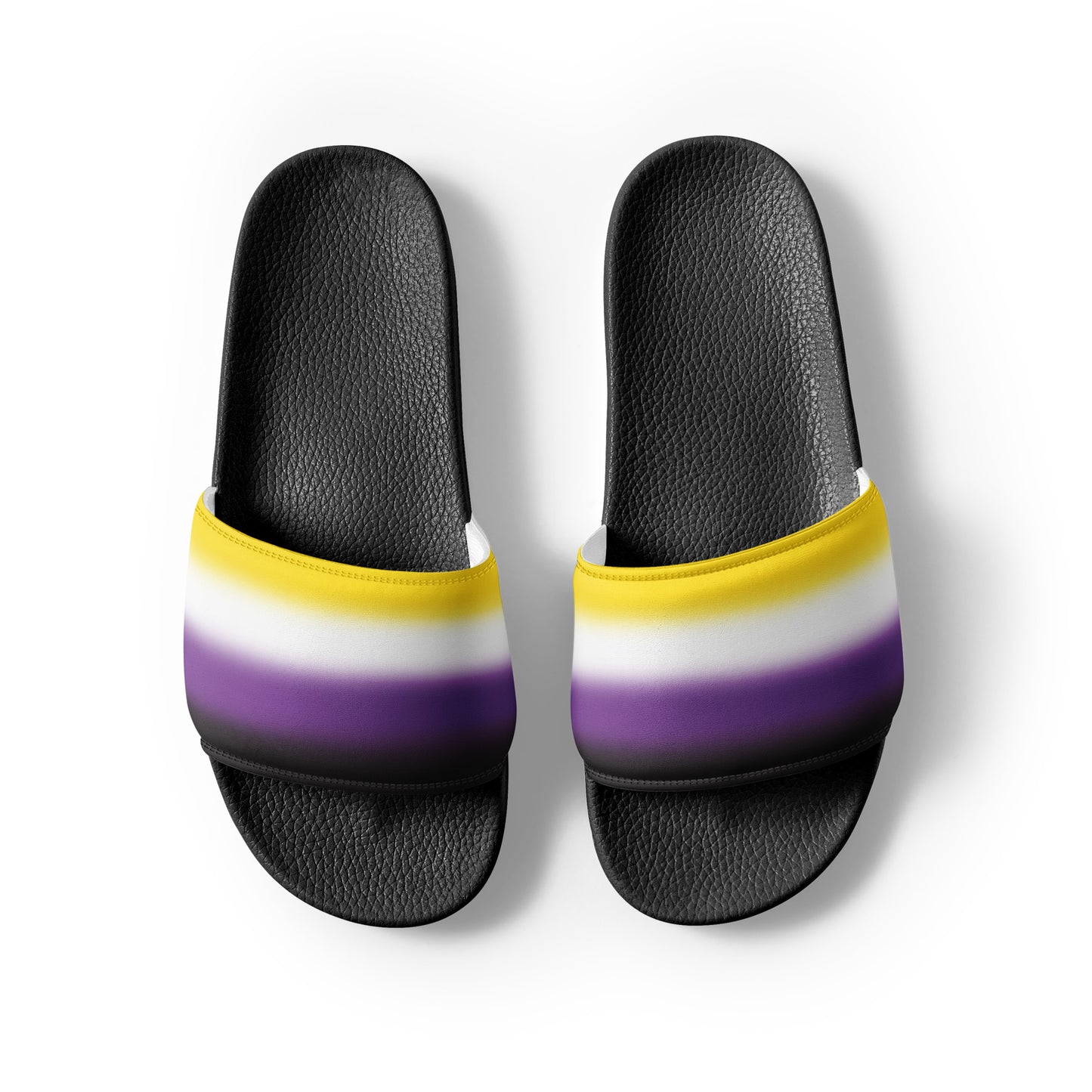 Nonbinary Enby Pride Mens Slides Sandals mens-slides-black-front-2-660b574405657