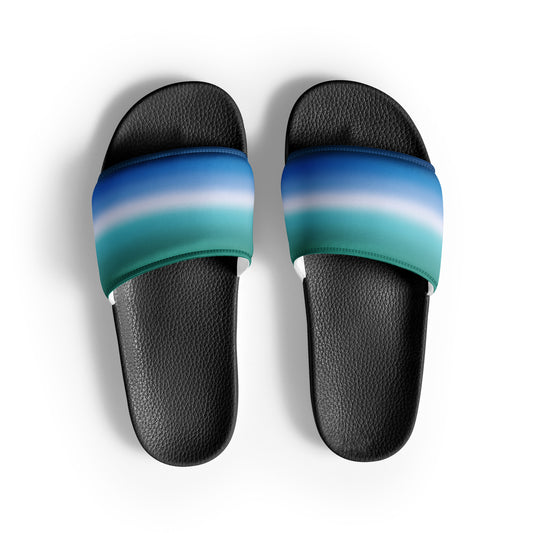 Gay MLM Vincian Pride Men’s Slides Sandals in Ombre Black Gay mens-slides-black-front-66018f5eb2933