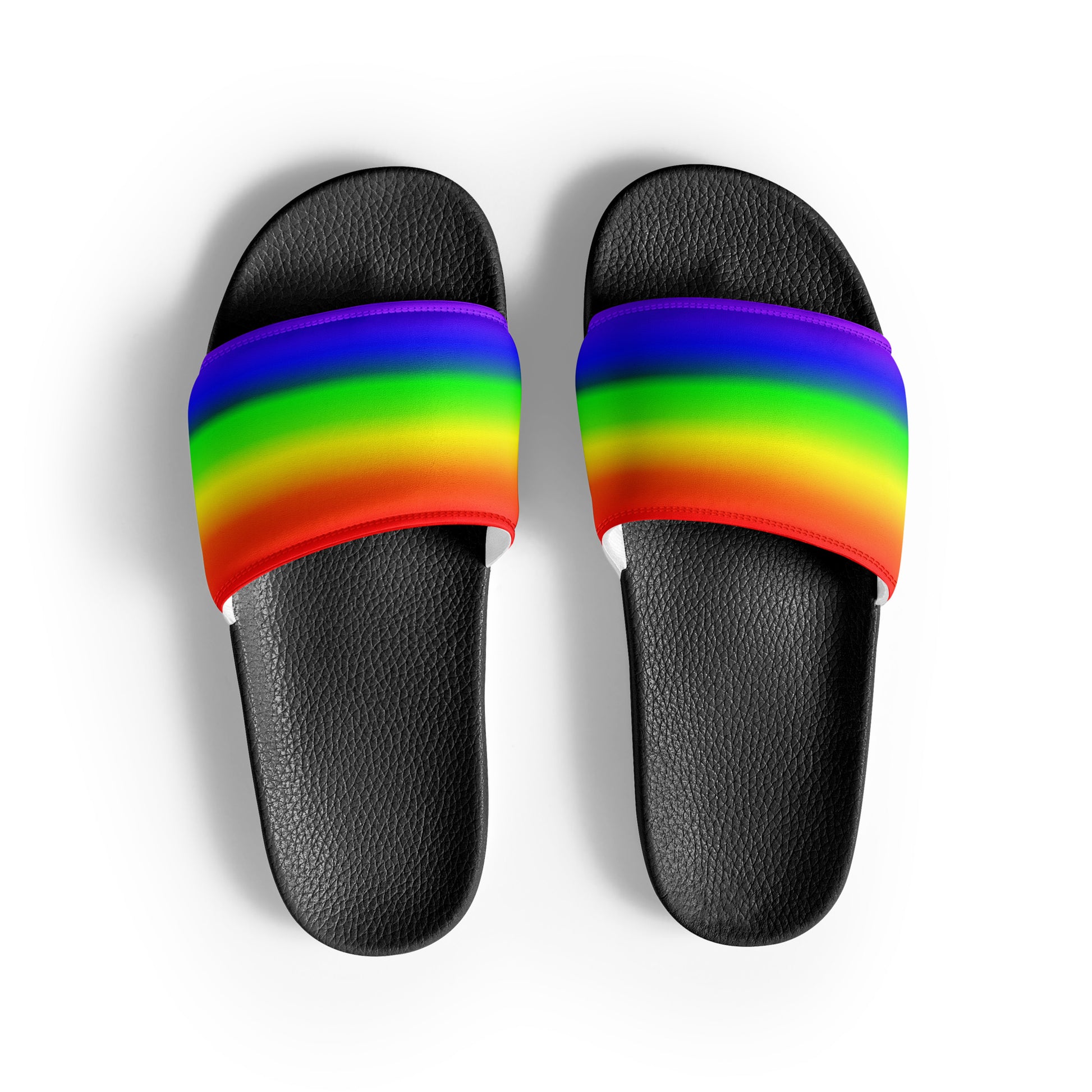 LGBTQ Pride Men’s Slides Sandals in Ombre Black Pride mens-slides-black-front-6601907c4d095