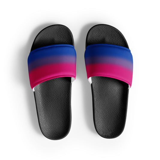 Bisexual Bi Pride Men’s Slides Sandals in Ombre Black Bisexual mens-slides-black-front-6601927517e78