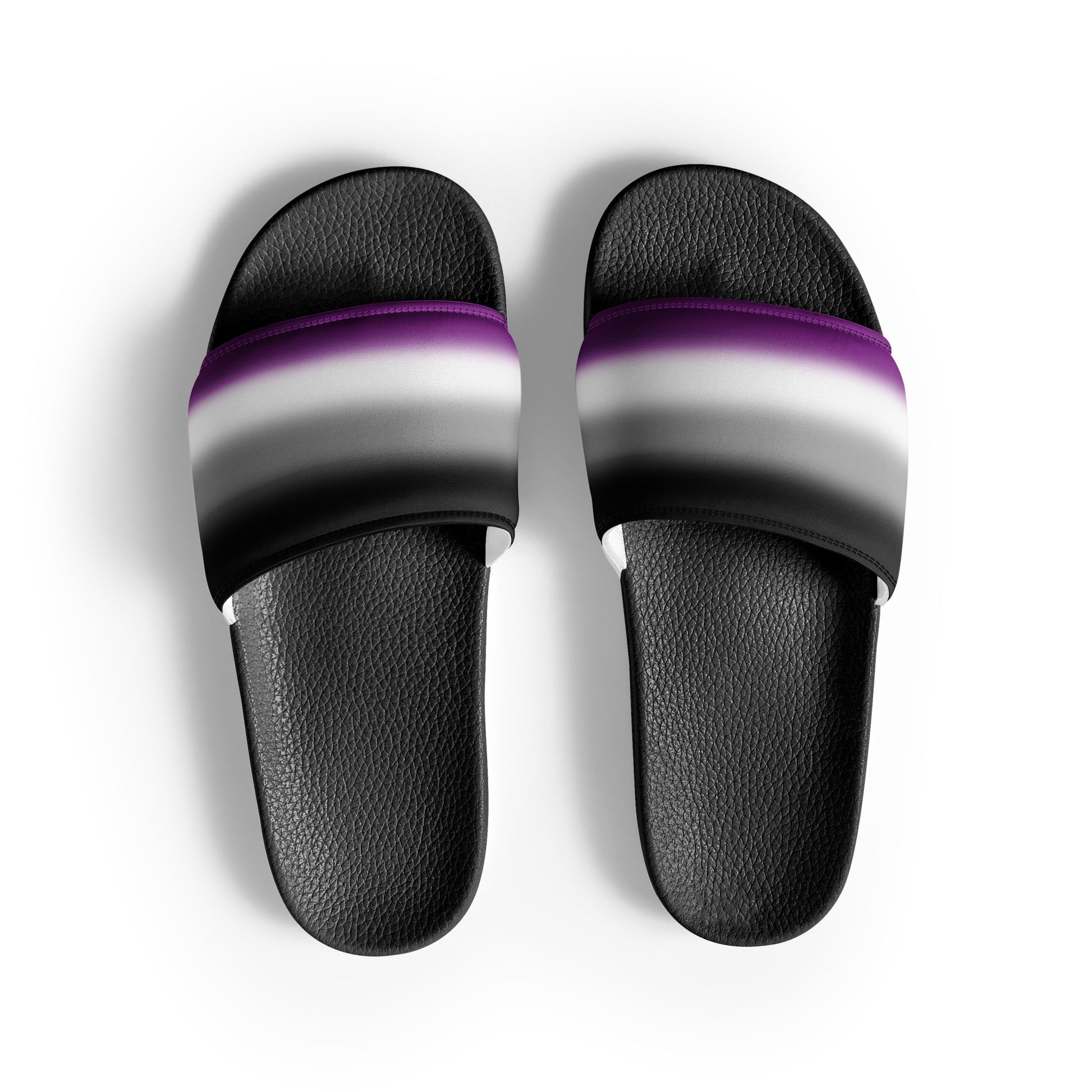 Asexual Ace Pride Men’s Slides Sandals in Ombre Black Asexual mens-slides-black-front-6601a15e8eeb6