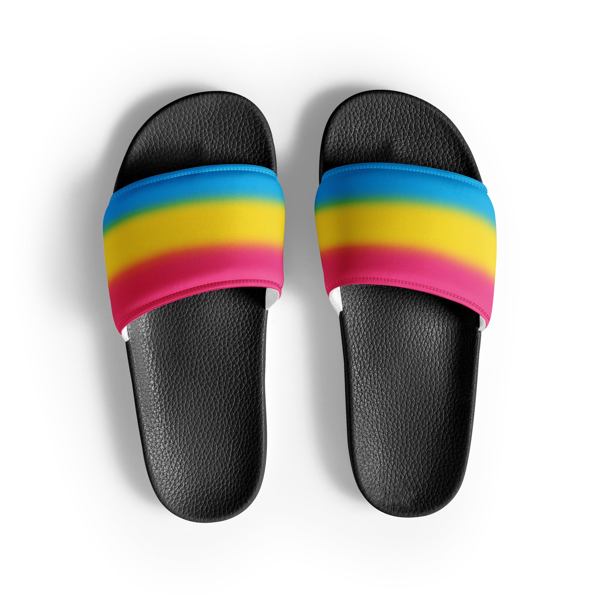 Pansexual Pan Pride Mens Slides Sandals Black Pansexual mens-slides-black-front-660b4ed82e076