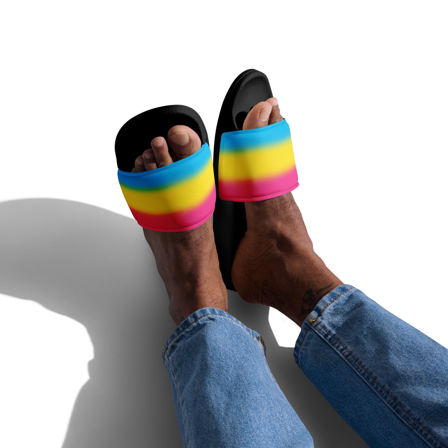 Pansexual Pan Pride Mens Slides Sandals mens-slides-black-front-660b4ed82f1c6