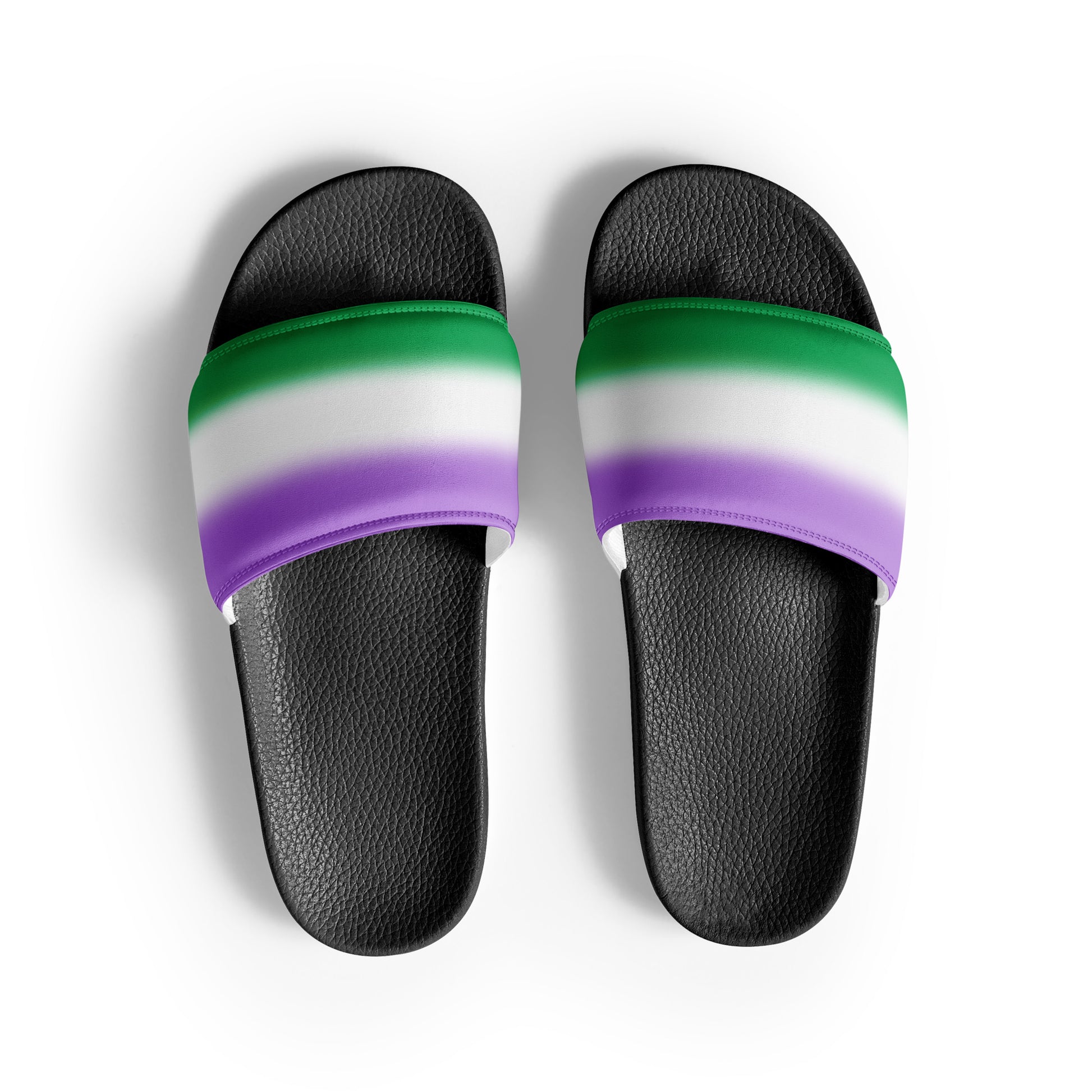 Genderqueer Pride Mens Slides Sandals Black Genderqueer mens-slides-black-front-660b50cadbca8