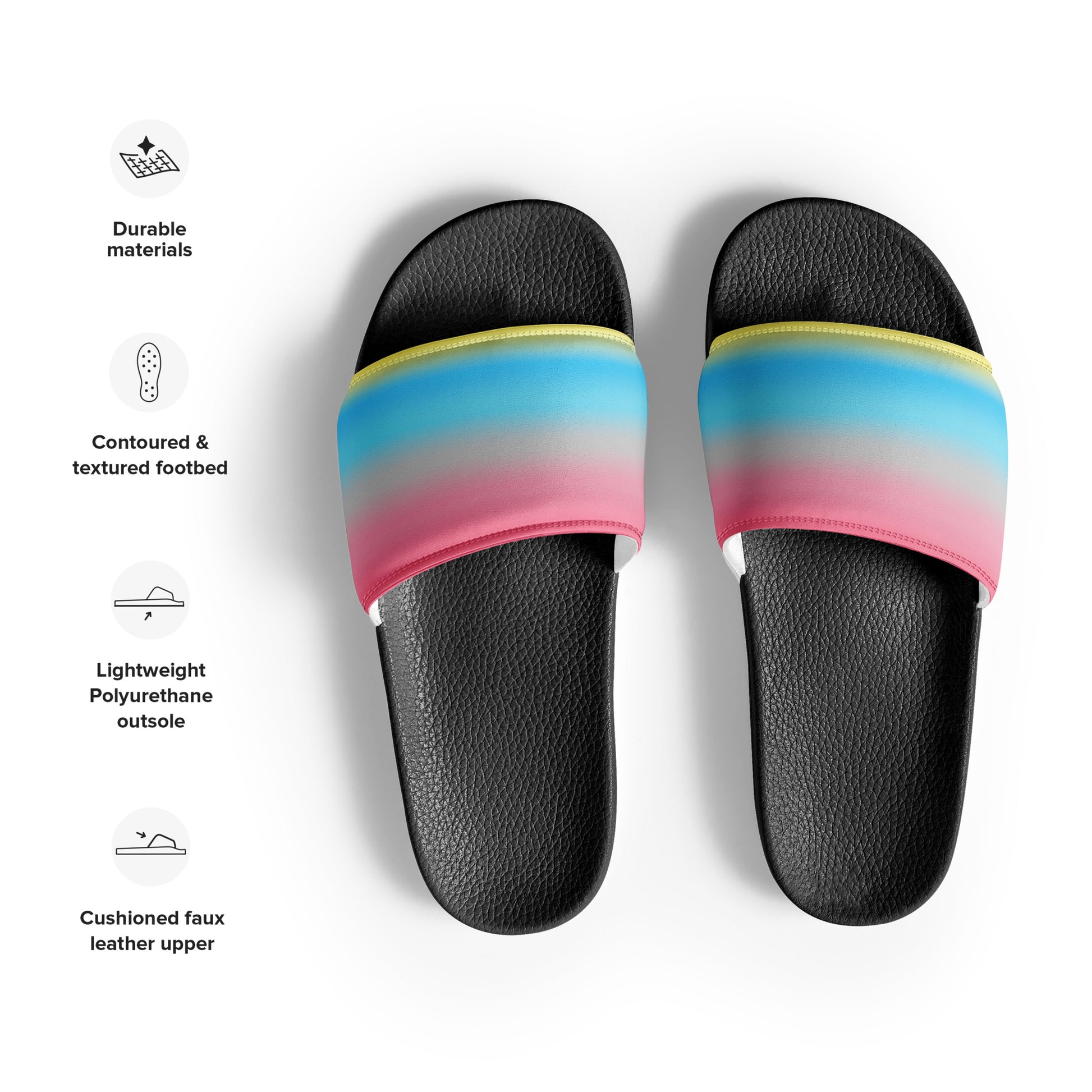 Genderflux Pride Mens Slides Sandals mens-slides-black-front-660b5538d032a