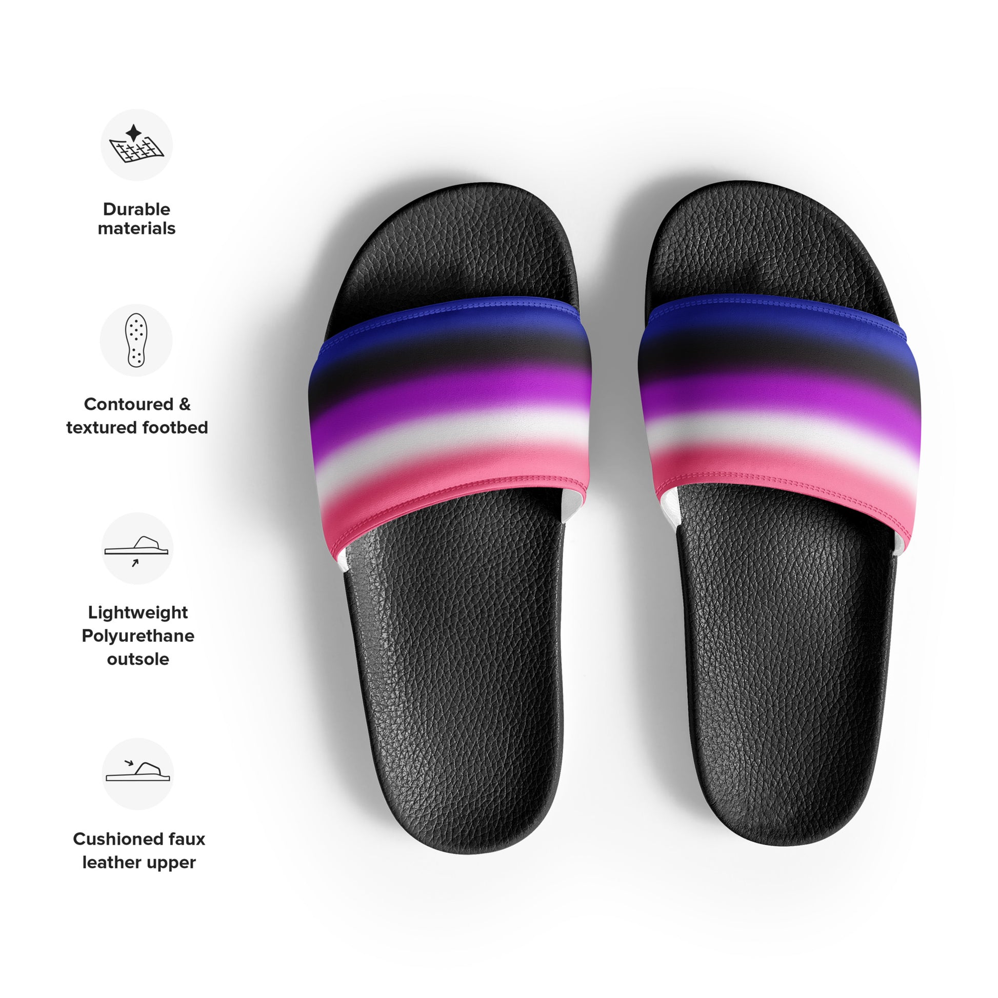 Genderfluid Pride Mens Slides Sandals mens-slides-black-front-660b56b718ec6