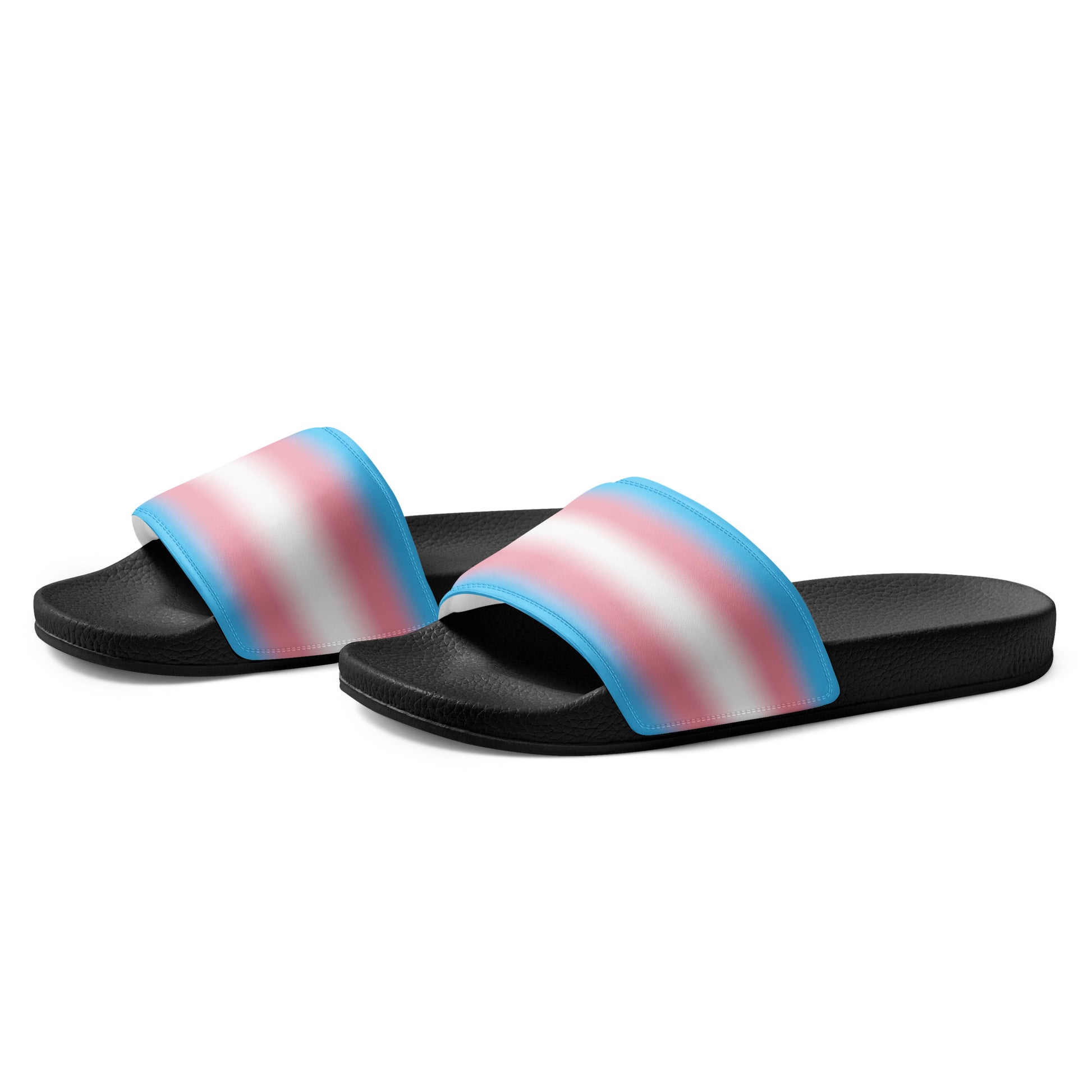 Transgender Trans Pride Men’s Size Slides Sandals in Ombre mens-slides-black-left-front-66018dae9860e