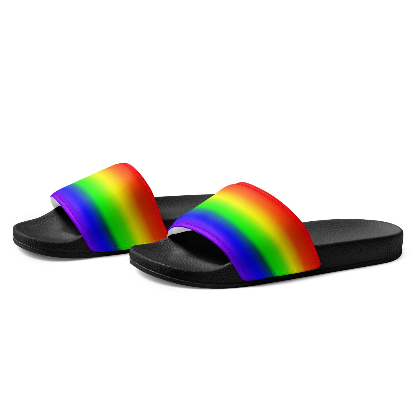 LGBTQ Pride Men’s Slides Sandals in Ombre mens-slides-black-left-front-6601907c4e18c