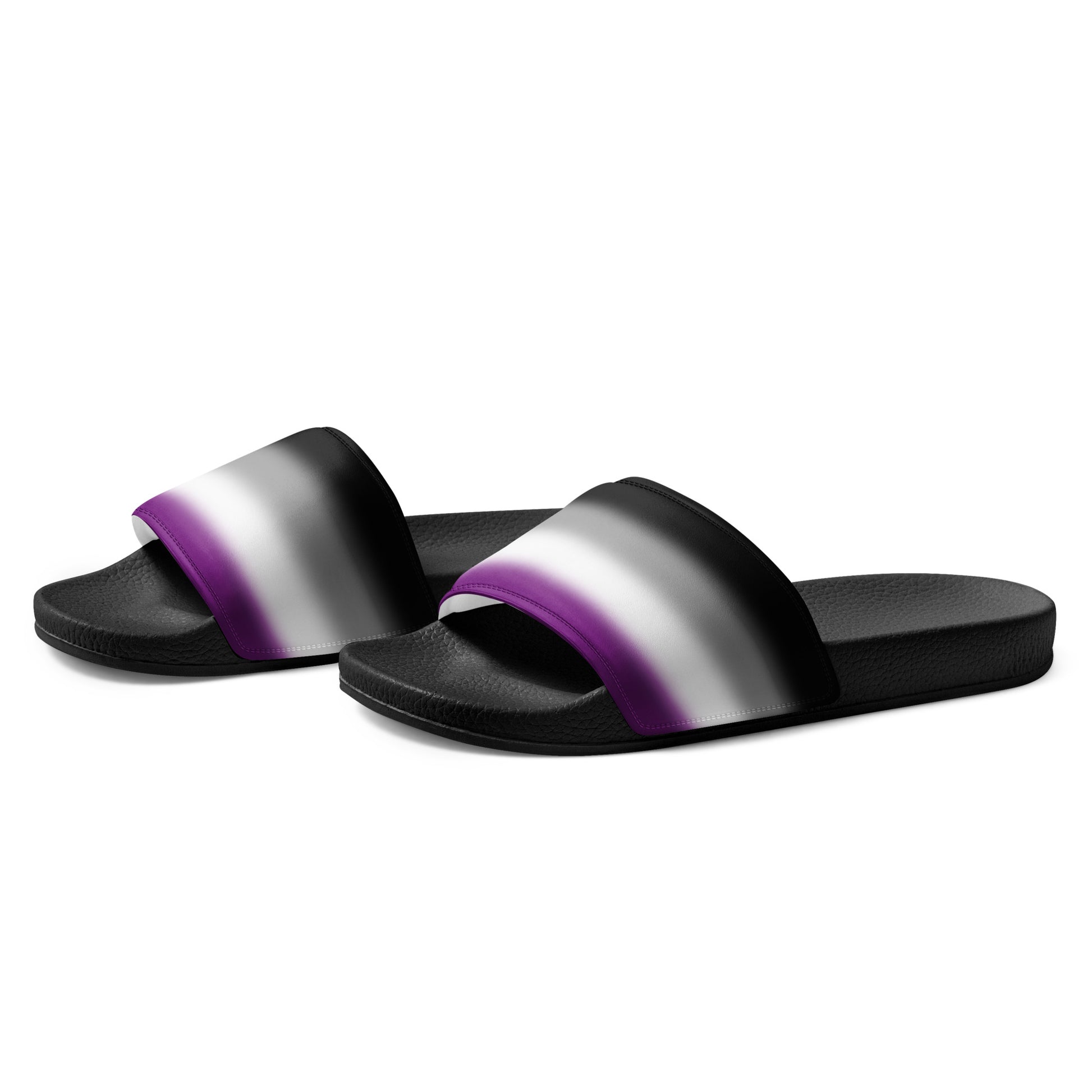 Asexual Ace Pride Men’s Slides Sandals in Ombre mens-slides-black-left-front-6601a15e90558