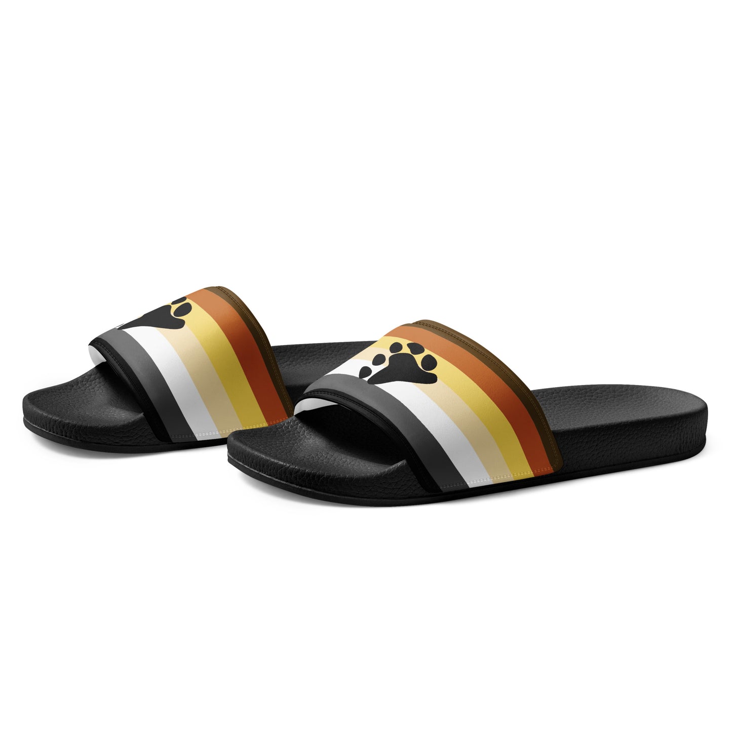 Gay Bear Pride Men’s Slides Sandals mens-slides-black-left-front-660b4dc79dca8