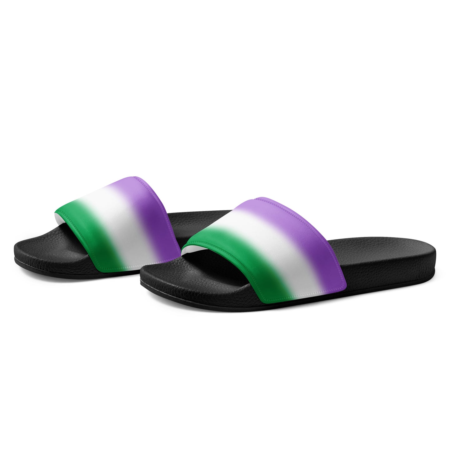 Genderqueer Pride Mens Slides Sandals mens-slides-black-left-front-660b50cadd72a