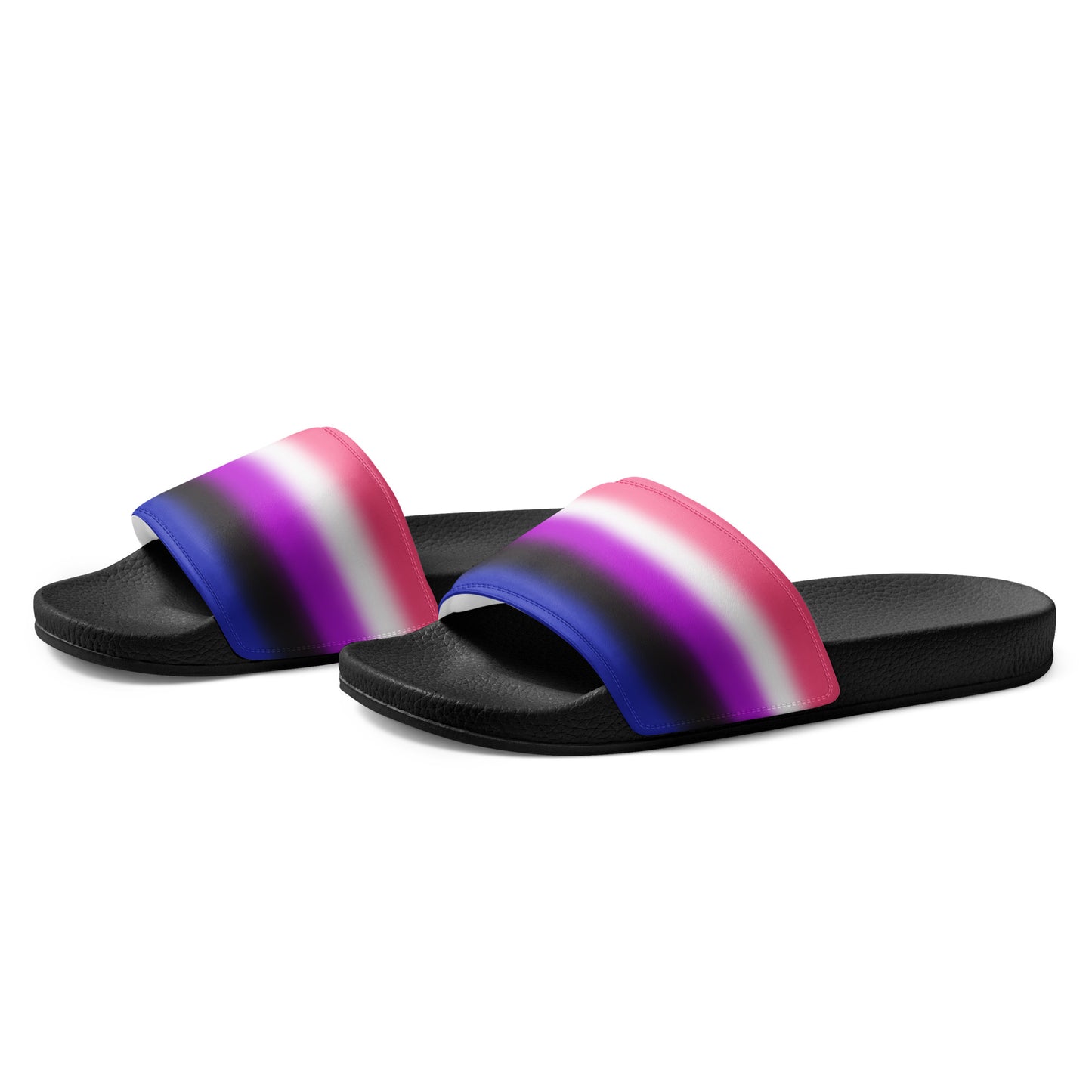 Genderfluid Pride Mens Slides Sandals mens-slides-black-left-front-660b56b718fd2