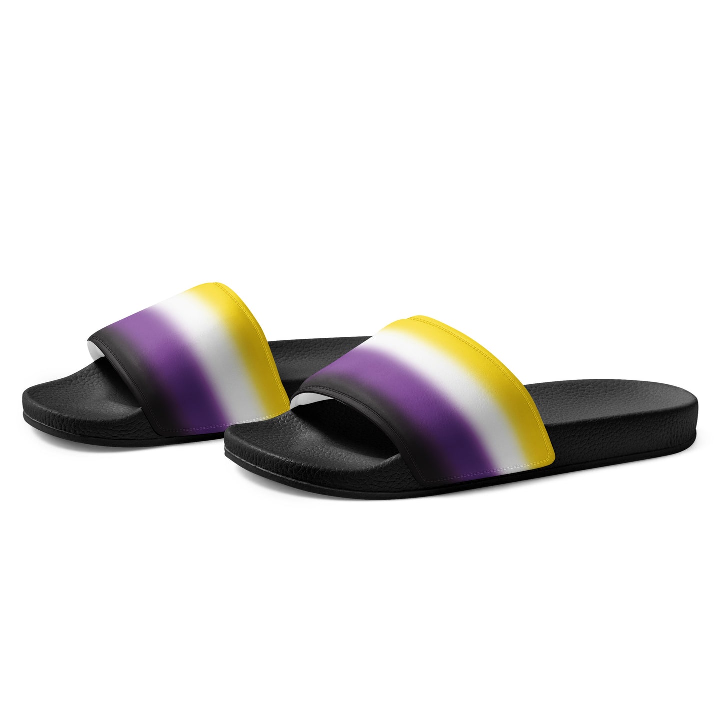 Nonbinary Enby Pride Mens Slides Sandals mens-slides-black-left-front-660b5744056ec