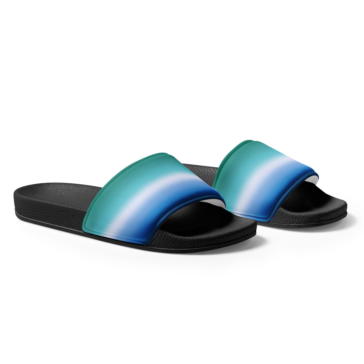 Gay MLM Vincian Pride Men’s Slides Sandals in Ombre mens-slides-black-right-front-66018f5eb419f