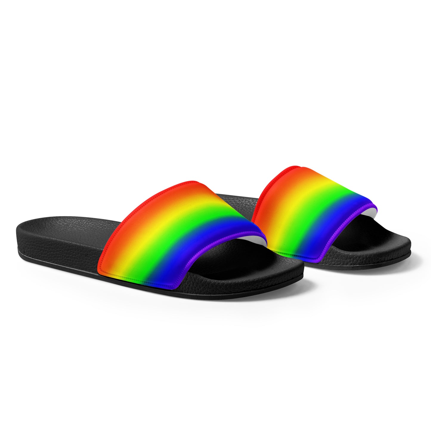 LGBTQ Pride Men’s Slides Sandals in Ombre mens-slides-black-right-front-6601907c4e258