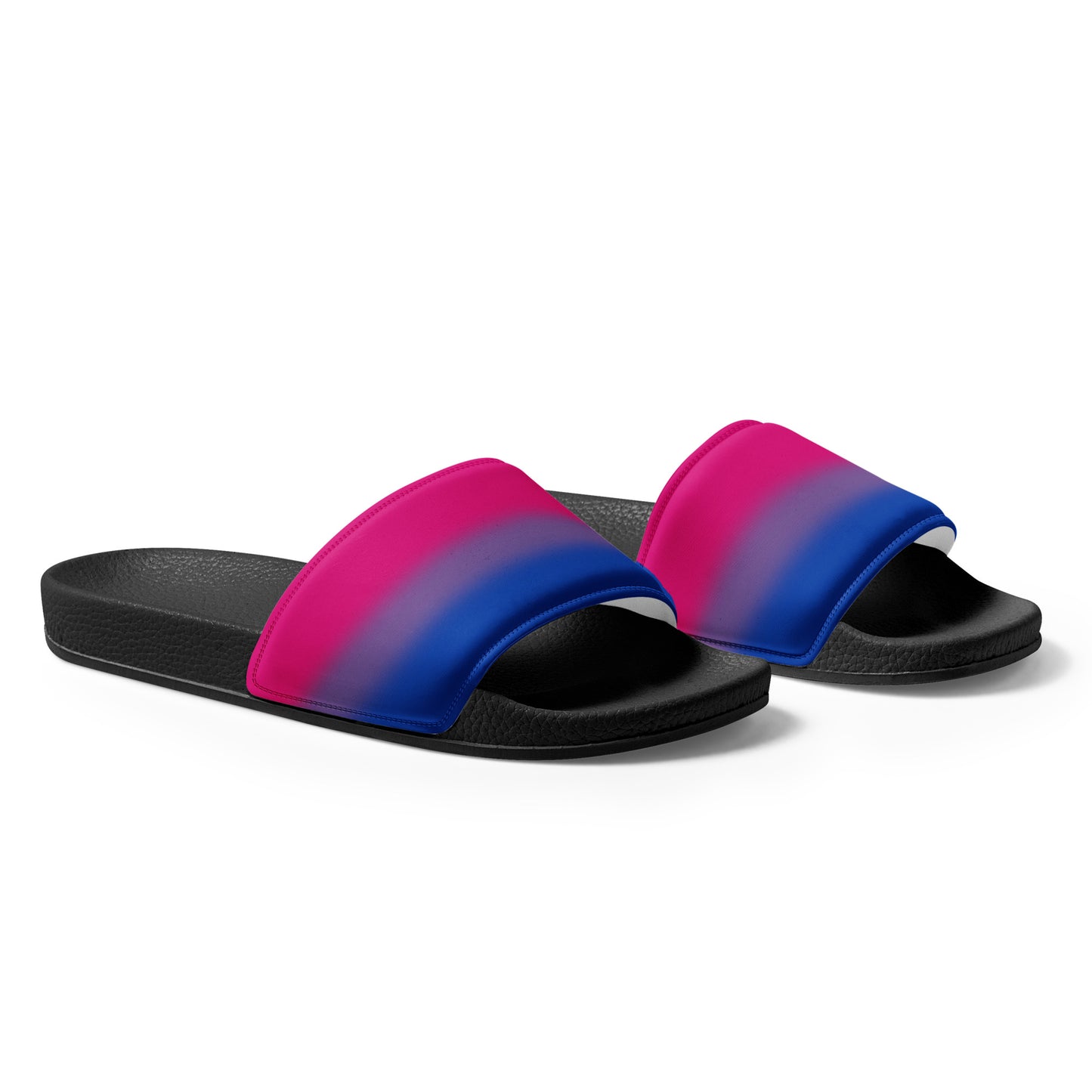 Bisexual Bi Pride Men’s Slides Sandals in Ombre mens-slides-black-right-front-6601927519591