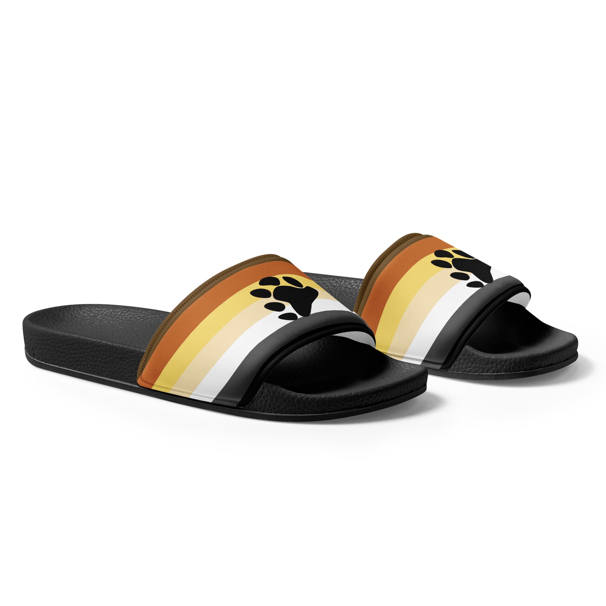 Gay Bear Pride Men’s Slides Sandals mens-slides-black-right-front-660b4dc79dd16