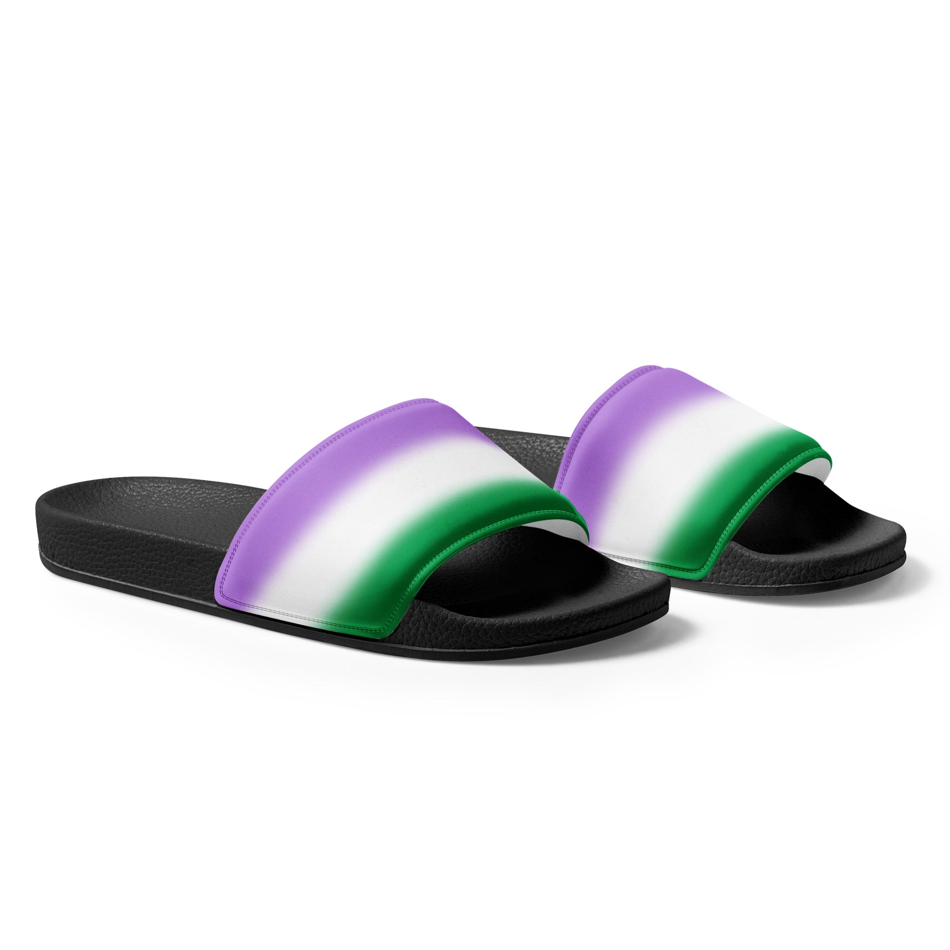 Genderqueer Pride Mens Slides Sandals mens-slides-black-right-front-660b50cadd80a