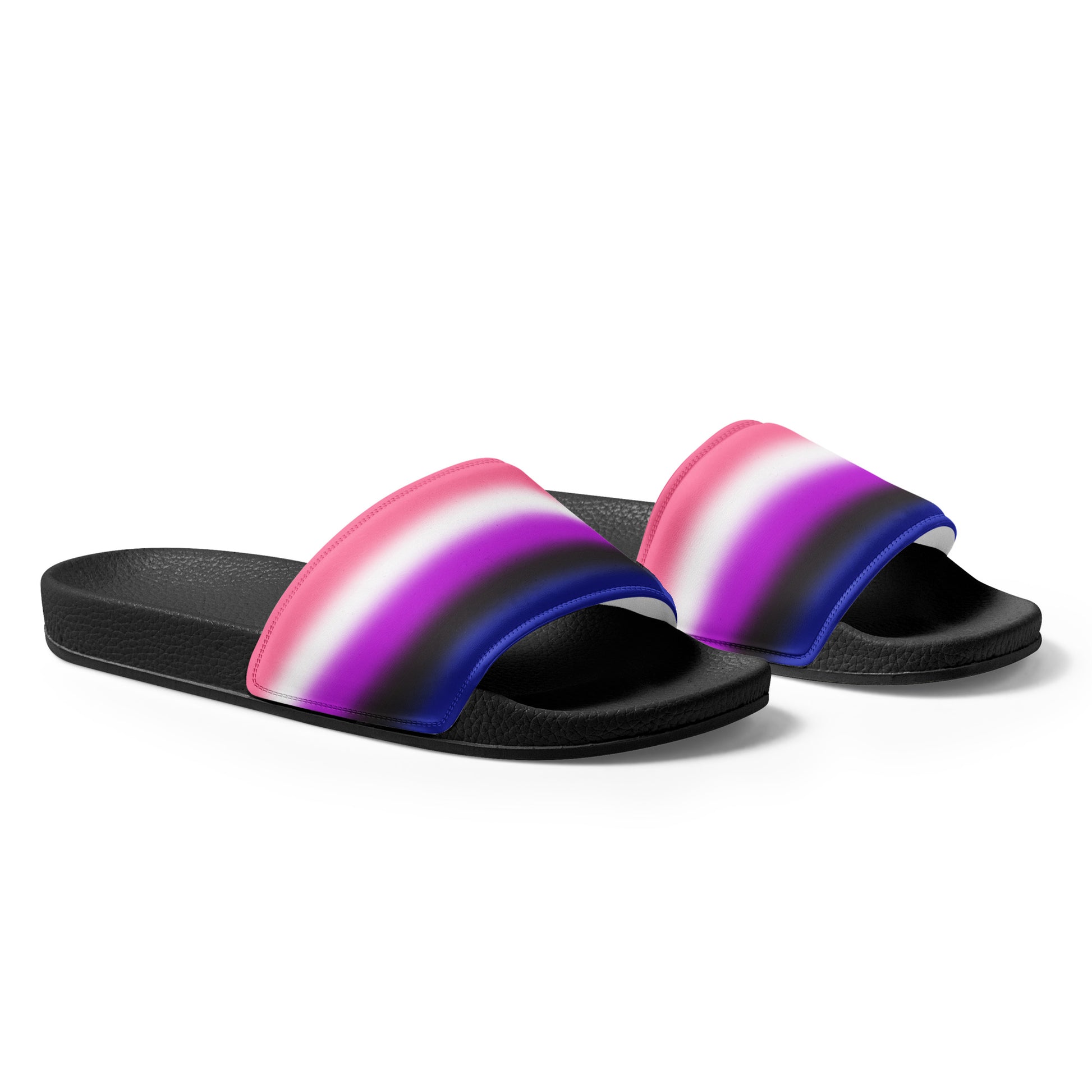 Genderfluid Pride Mens Slides Sandals mens-slides-black-right-front-660b56b71903c