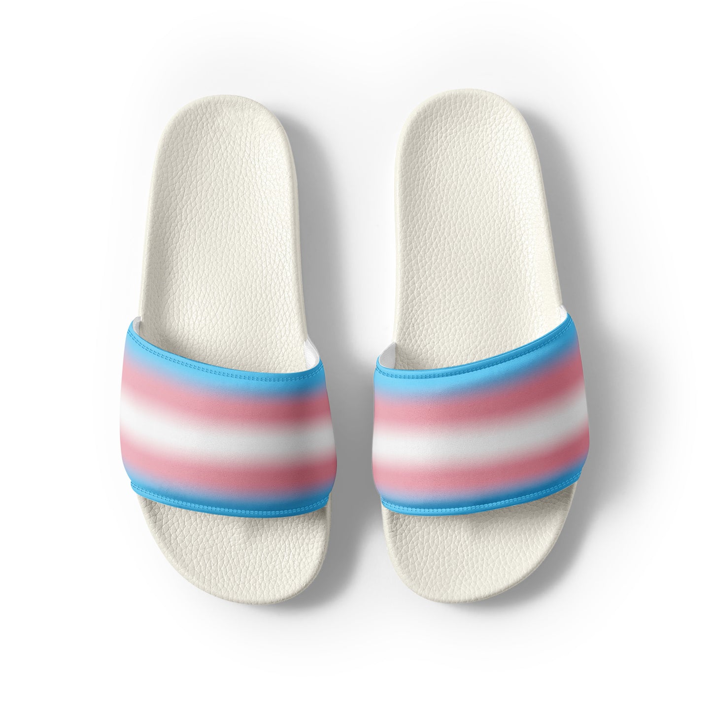 Transgender Trans Pride Men’s Size Slides Sandals in Ombre mens-slides-white-front-2-66018dae988b2