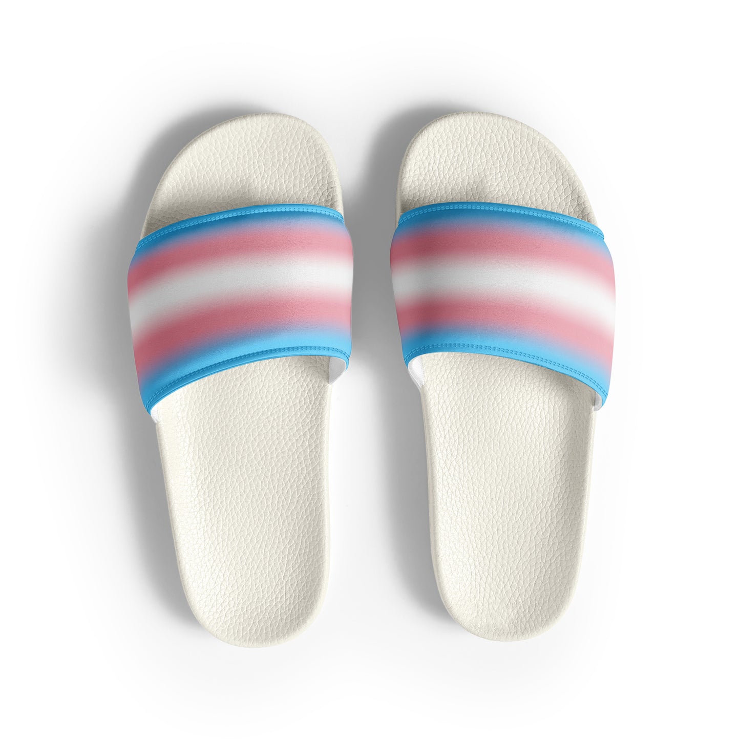 Transgender Trans Pride Men’s Size Slides Sandals in Ombre White Transgender mens-slides-white-front-66018dae98762