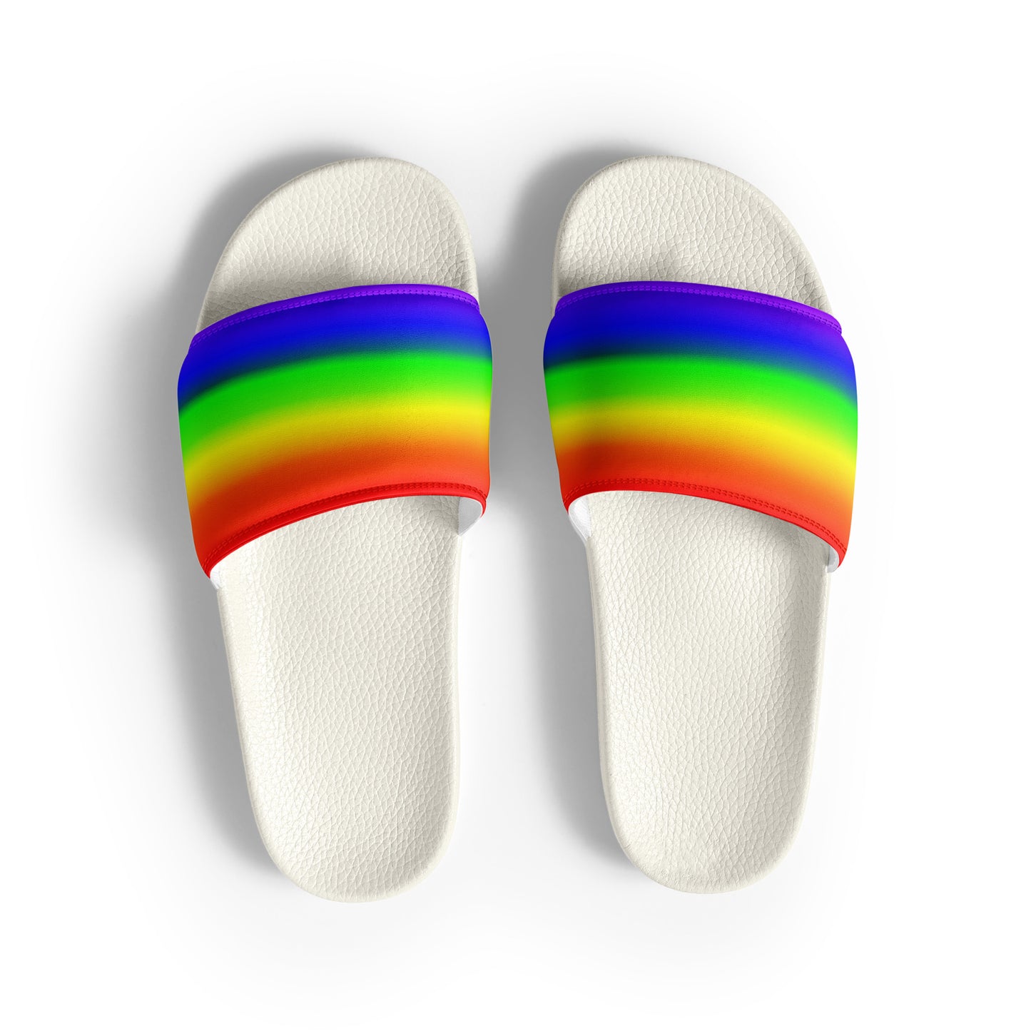 LGBTQ Pride Men’s Slides Sandals in Ombre White Pride mens-slides-white-front-6601907c4e31b