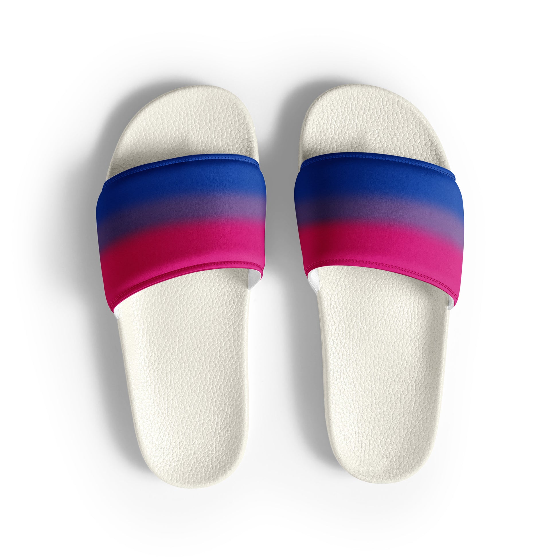 Bisexual Bi Pride Men’s Slides Sandals in Ombre White Bisexual mens-slides-white-front-660192751960a