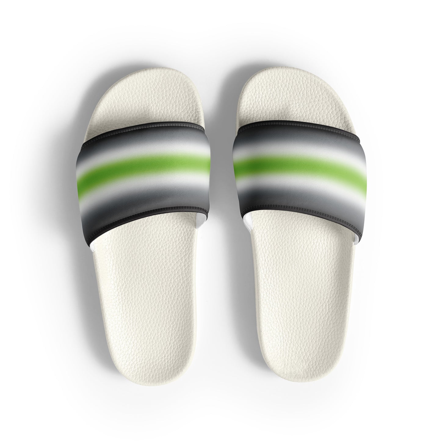 Agender Pride Men’s Slides Sandals in Ombre White Agender mens-slides-white-front-66019ff80e675