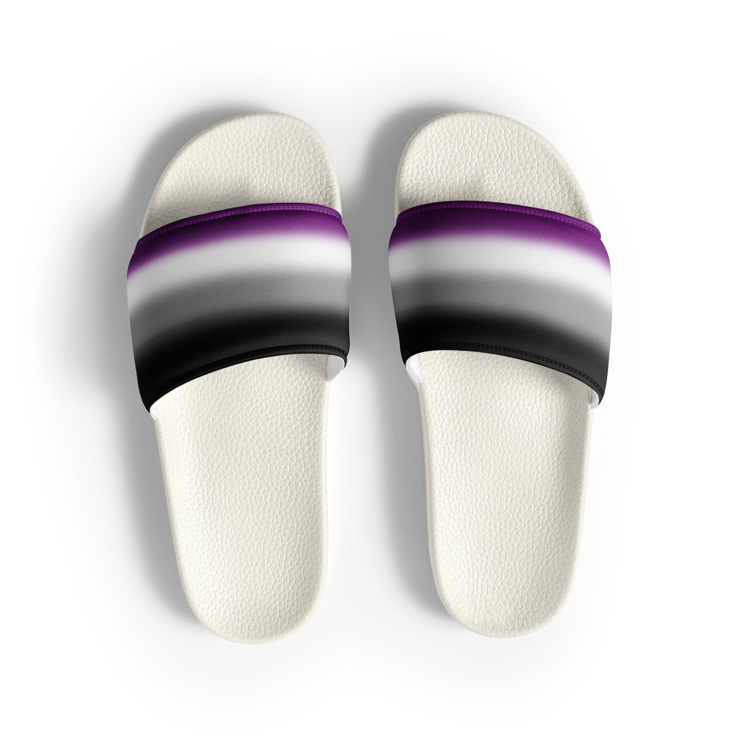 Asexual Ace Pride Men’s Slides Sandals in Ombre White Asexual mens-slides-white-front-6601a15e90640