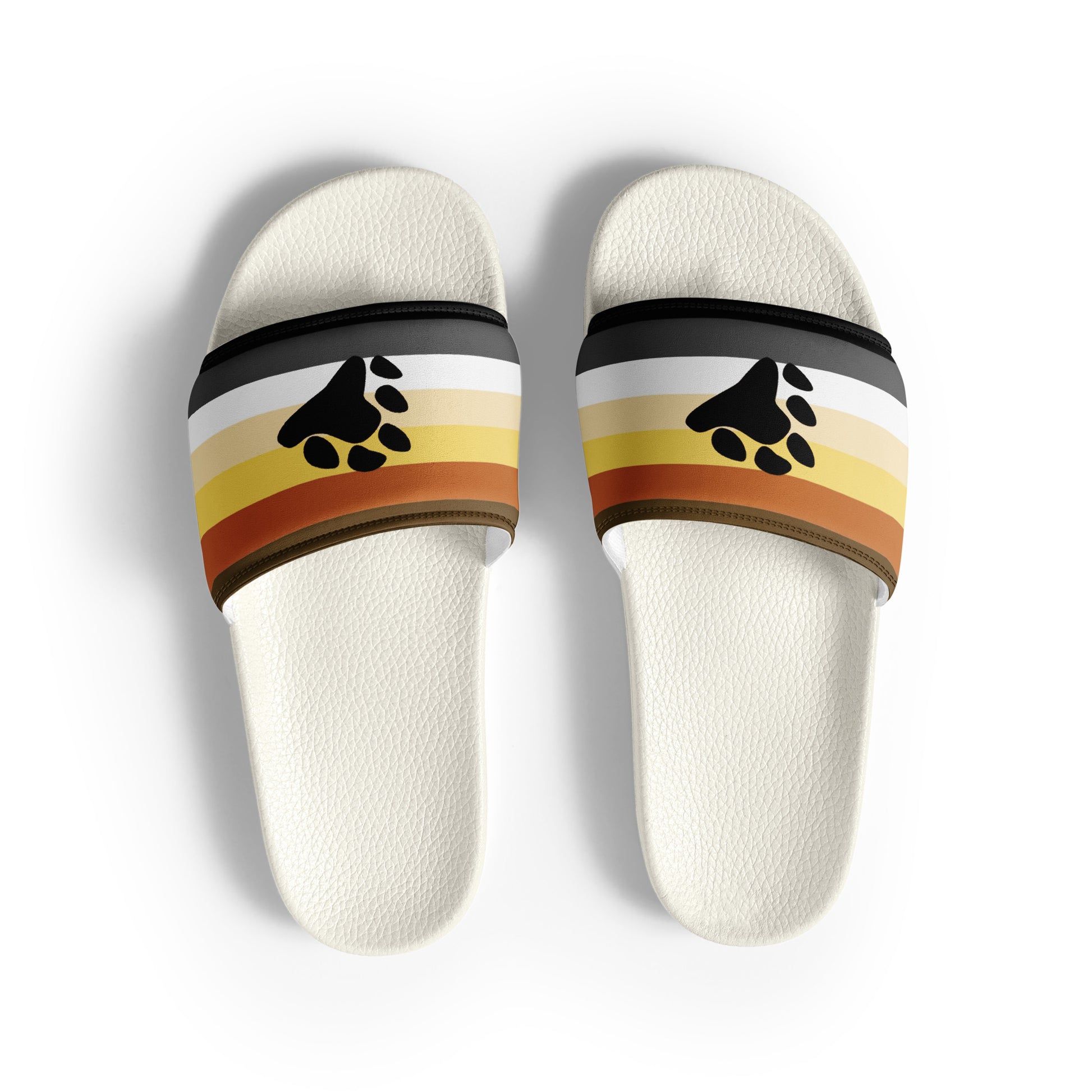 Gay Bear Pride Men’s Slides Sandals White Gay mens-slides-white-front-660b4dc79dd80