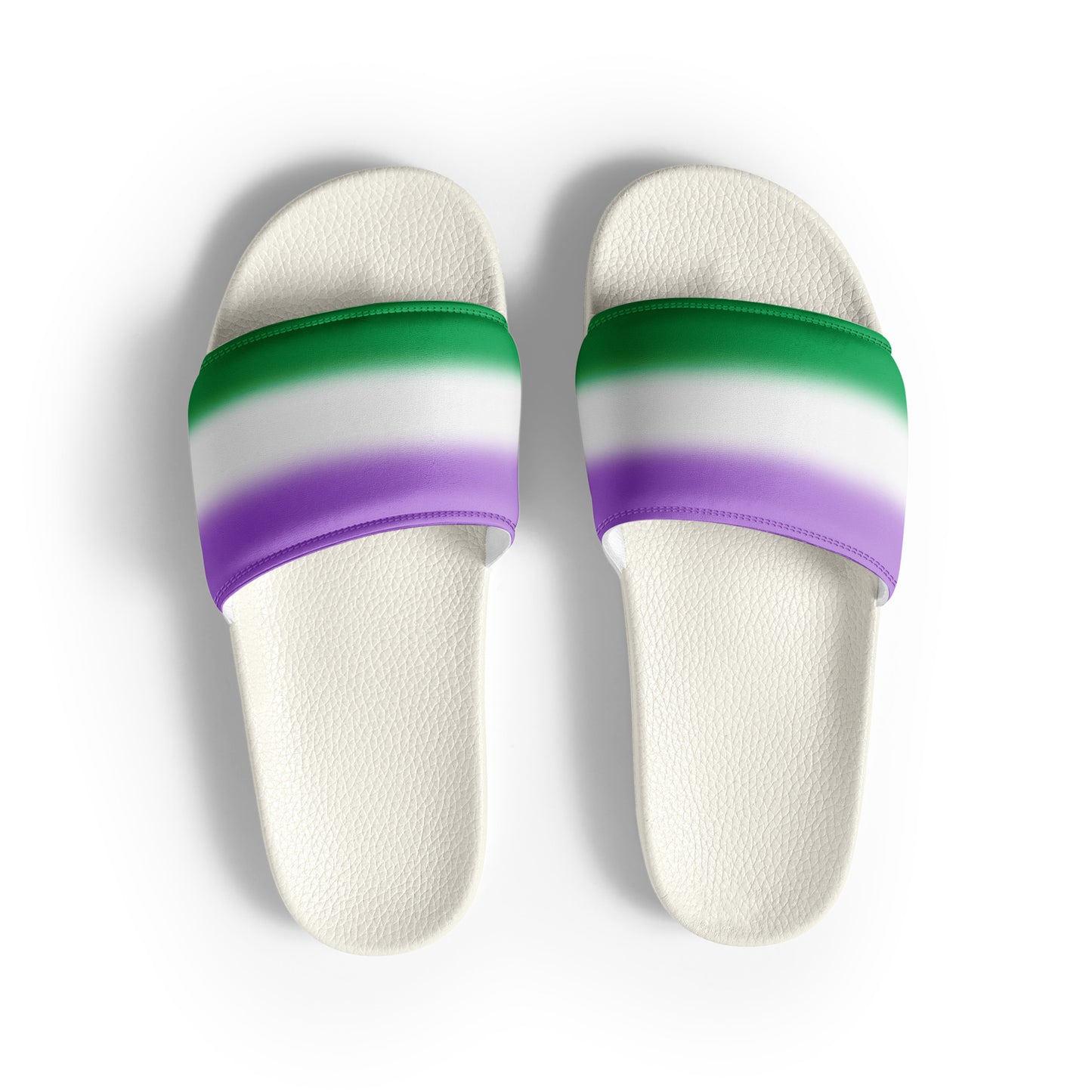 Genderqueer Pride Mens Slides Sandals White Genderqueer mens-slides-white-front-660b50cadd8ce