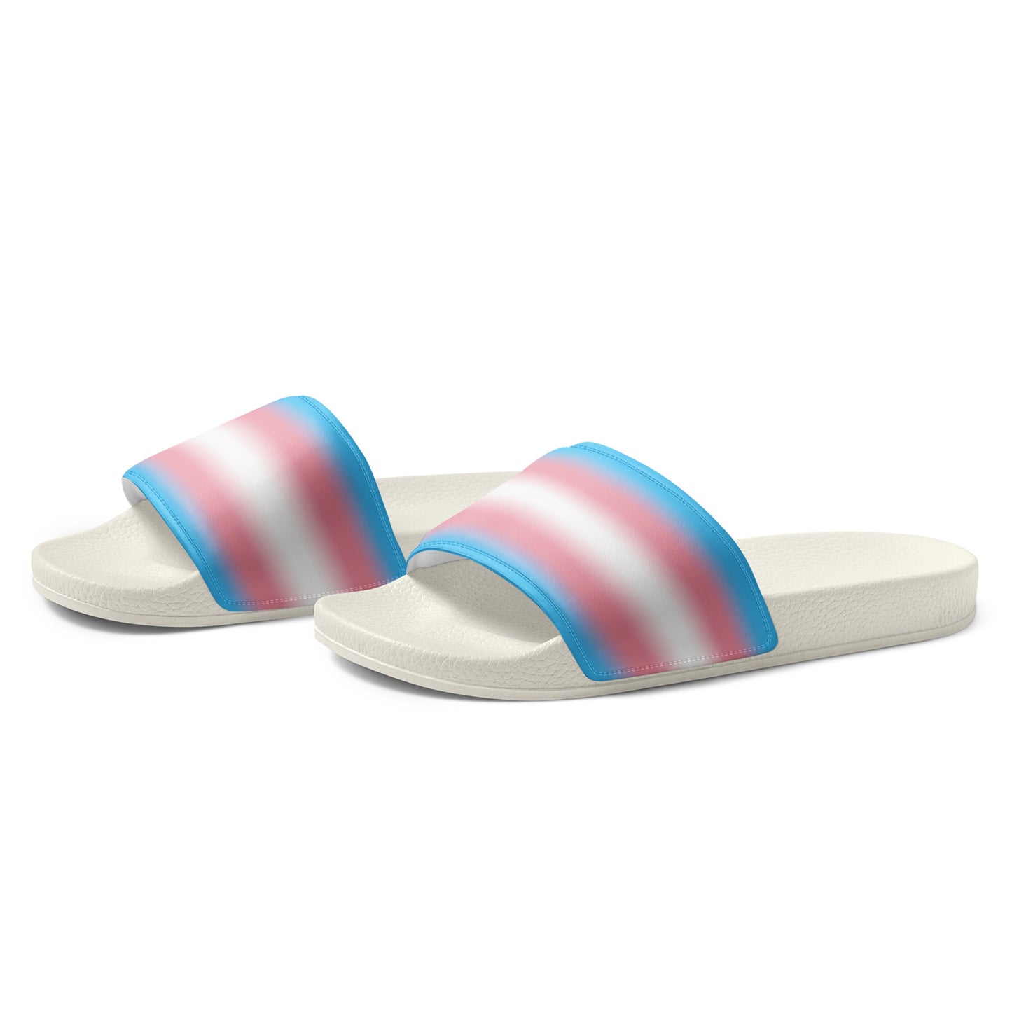 Transgender Trans Pride Men’s Size Slides Sandals in Ombre mens-slides-white-left-front-66018dae989f1